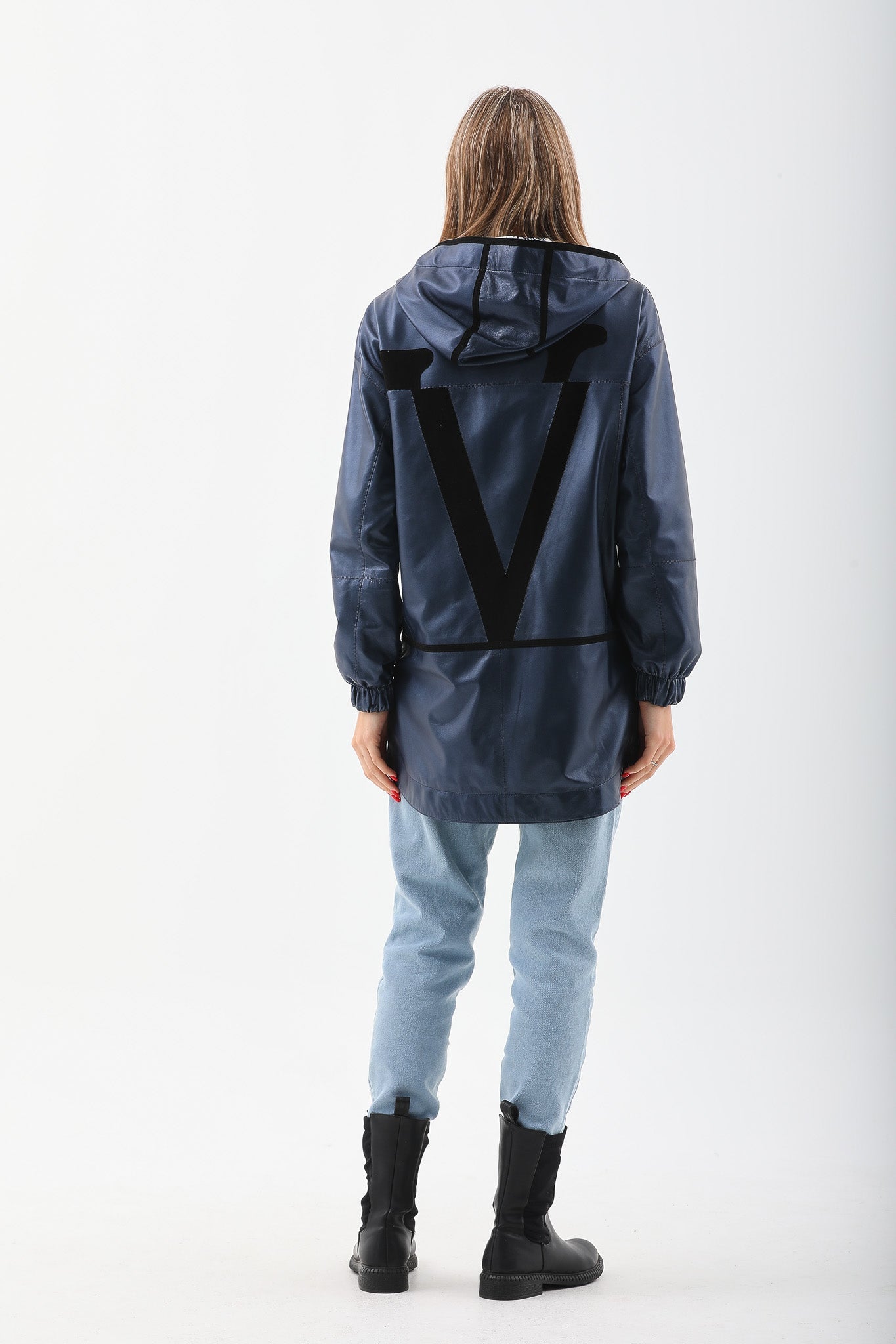 The Vega Navy Reversible Leather Women Jacket