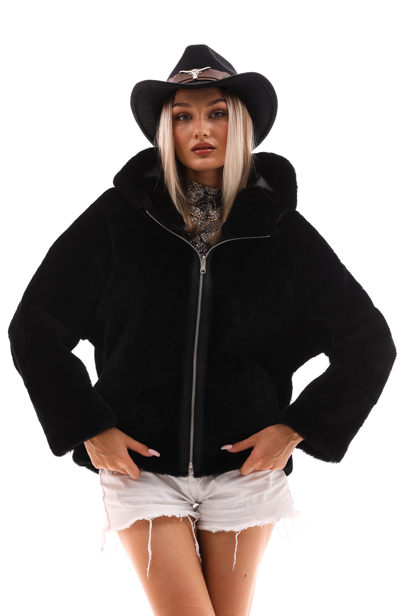 The Noxara Reversible Black Women Leather Jacket