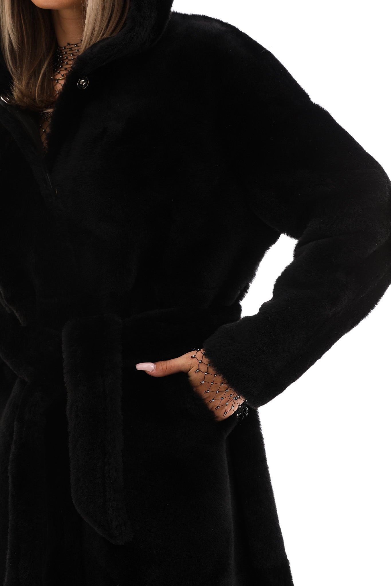 The Virella Reversible Hooded Shearling Leather Coat