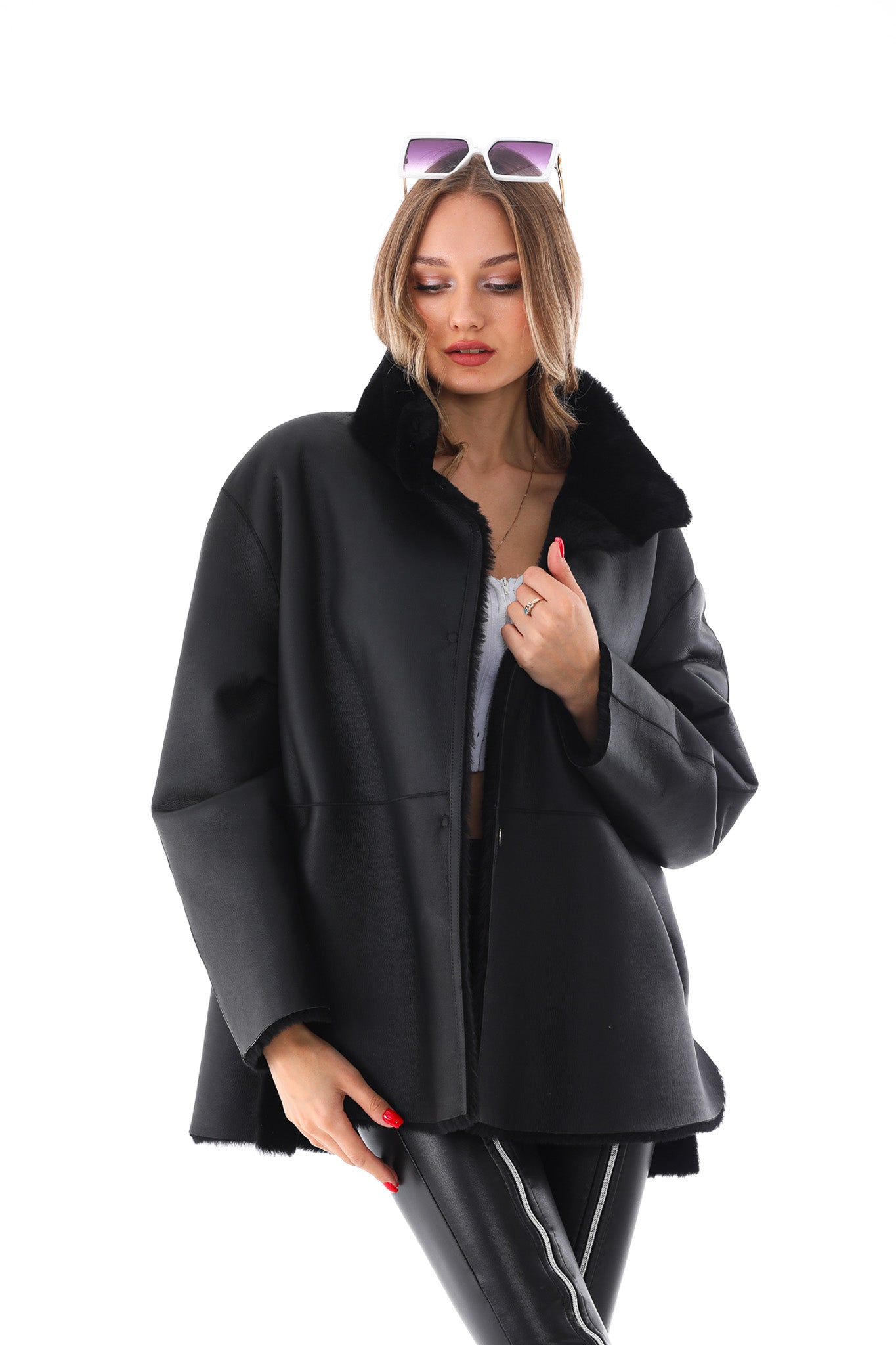 Vinci Leather Shoes The Luxera Reversible Black Shearling Women Leather Jacket