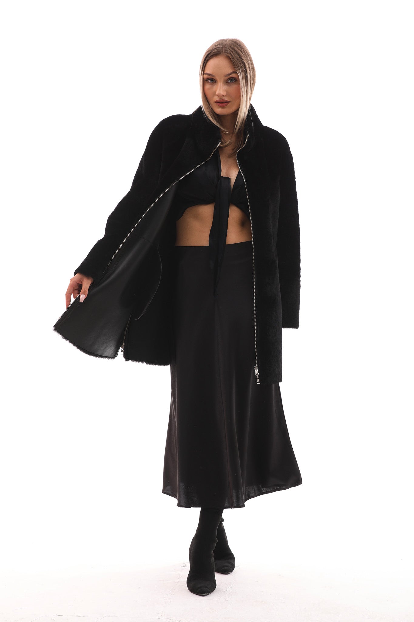 The Nyra Reversible Shearling Women Leather Coat