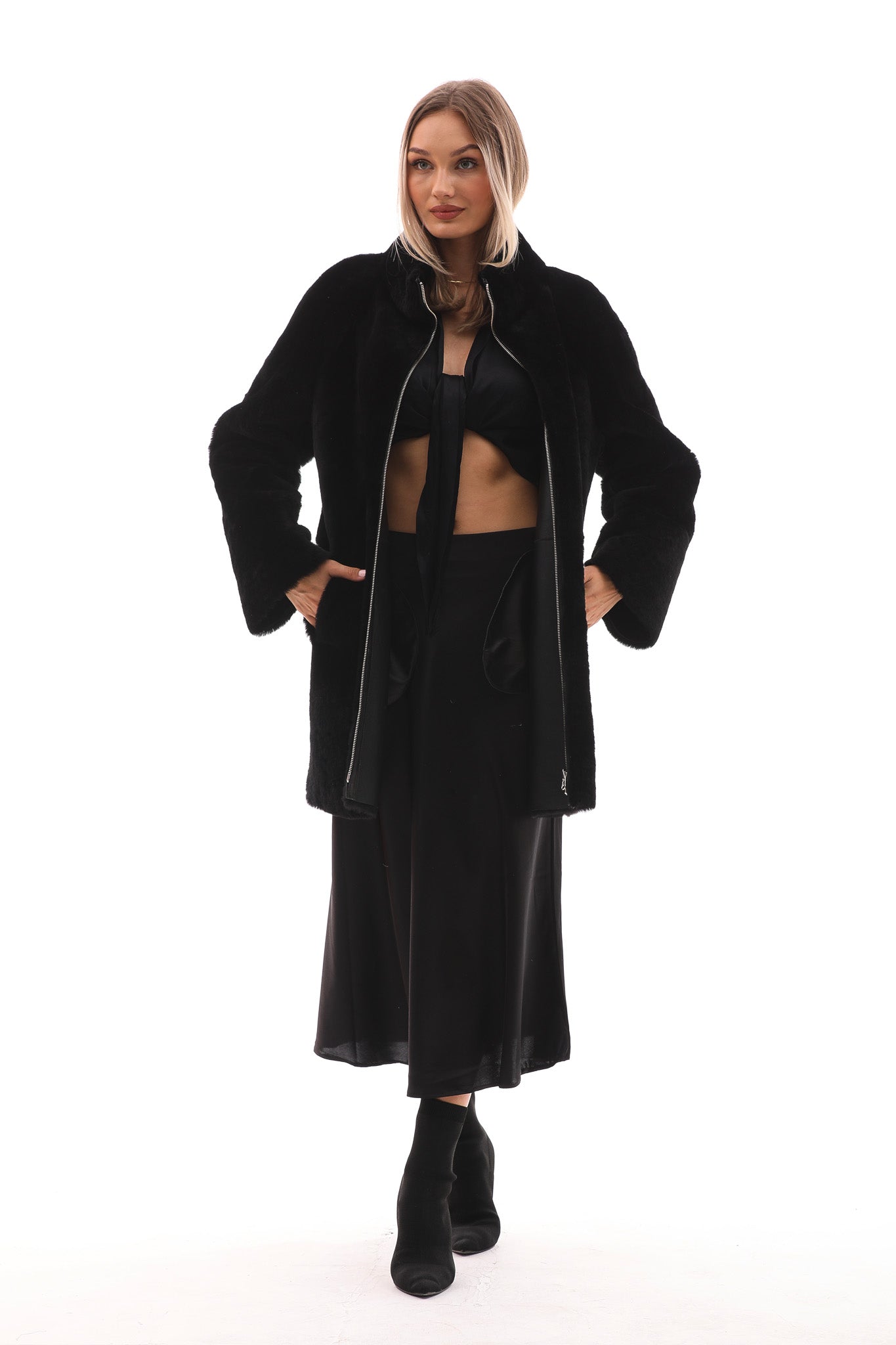 The Nyra Reversible Shearling Women Leather Coat