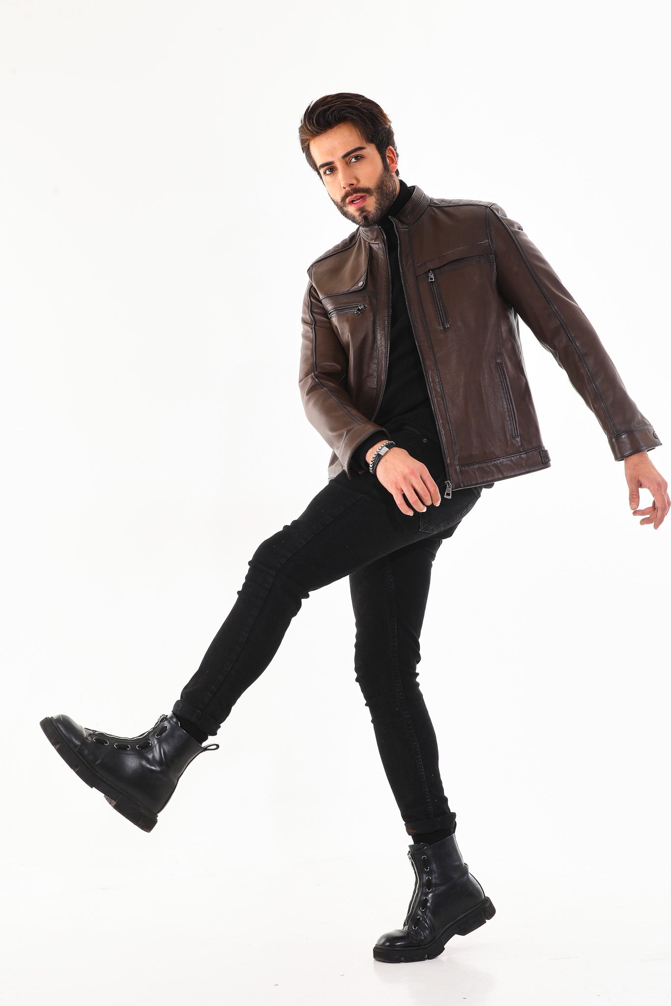 The Rossi Dark Brown Leather Men Jacket