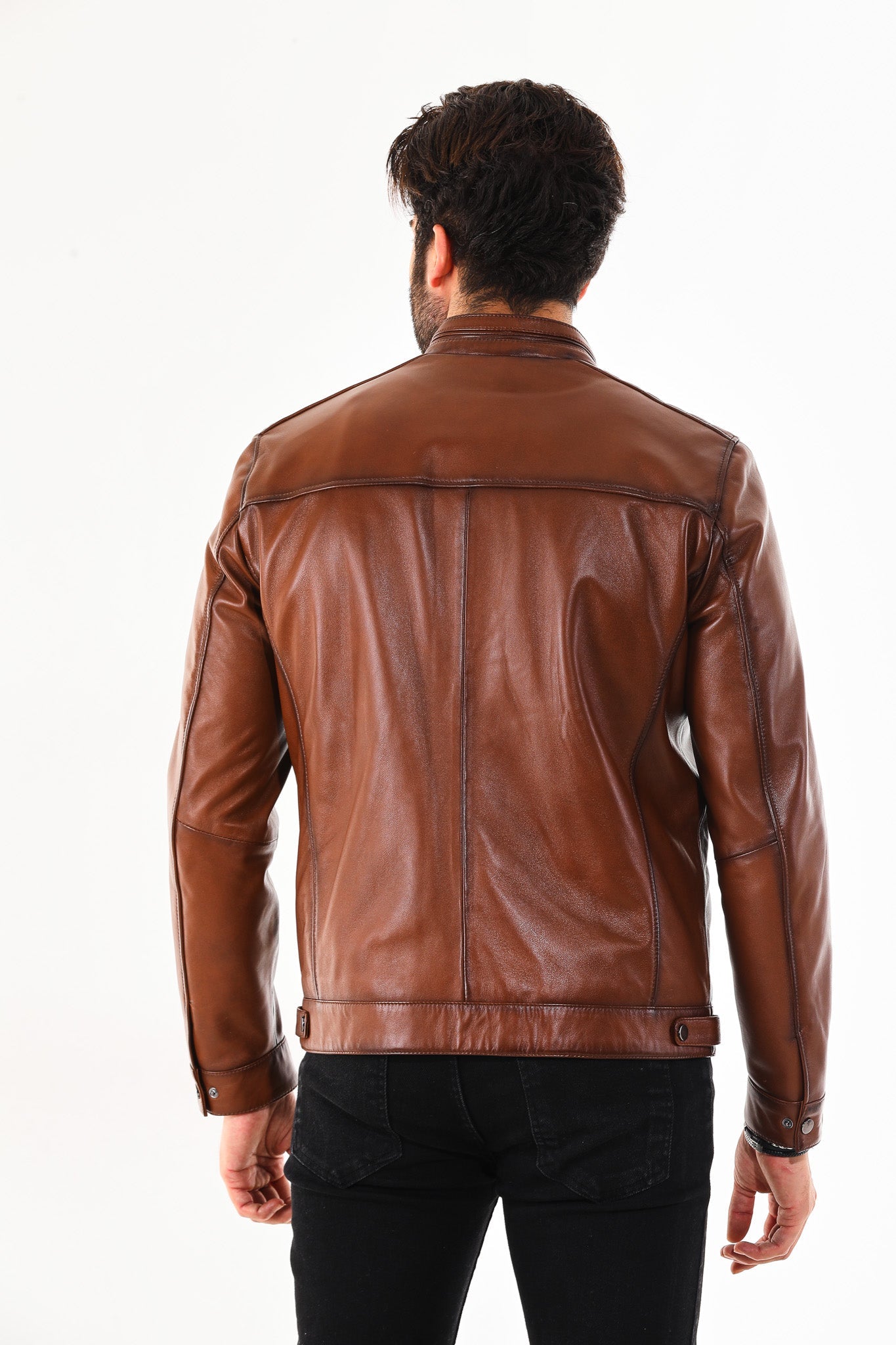 The Rossi Cognac Brown Leather Men Jacket