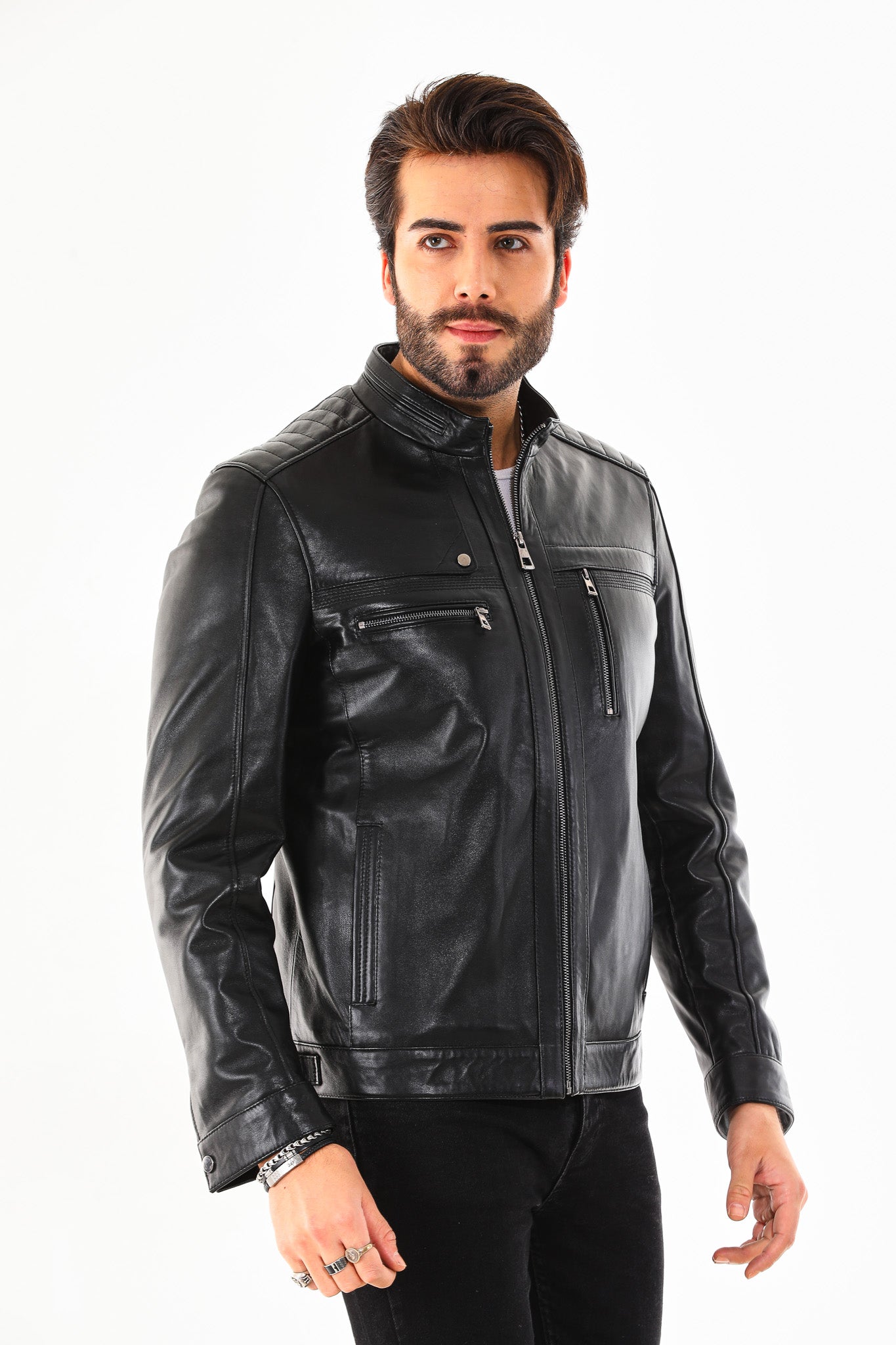 The Rossi Black Leather Men Jacket