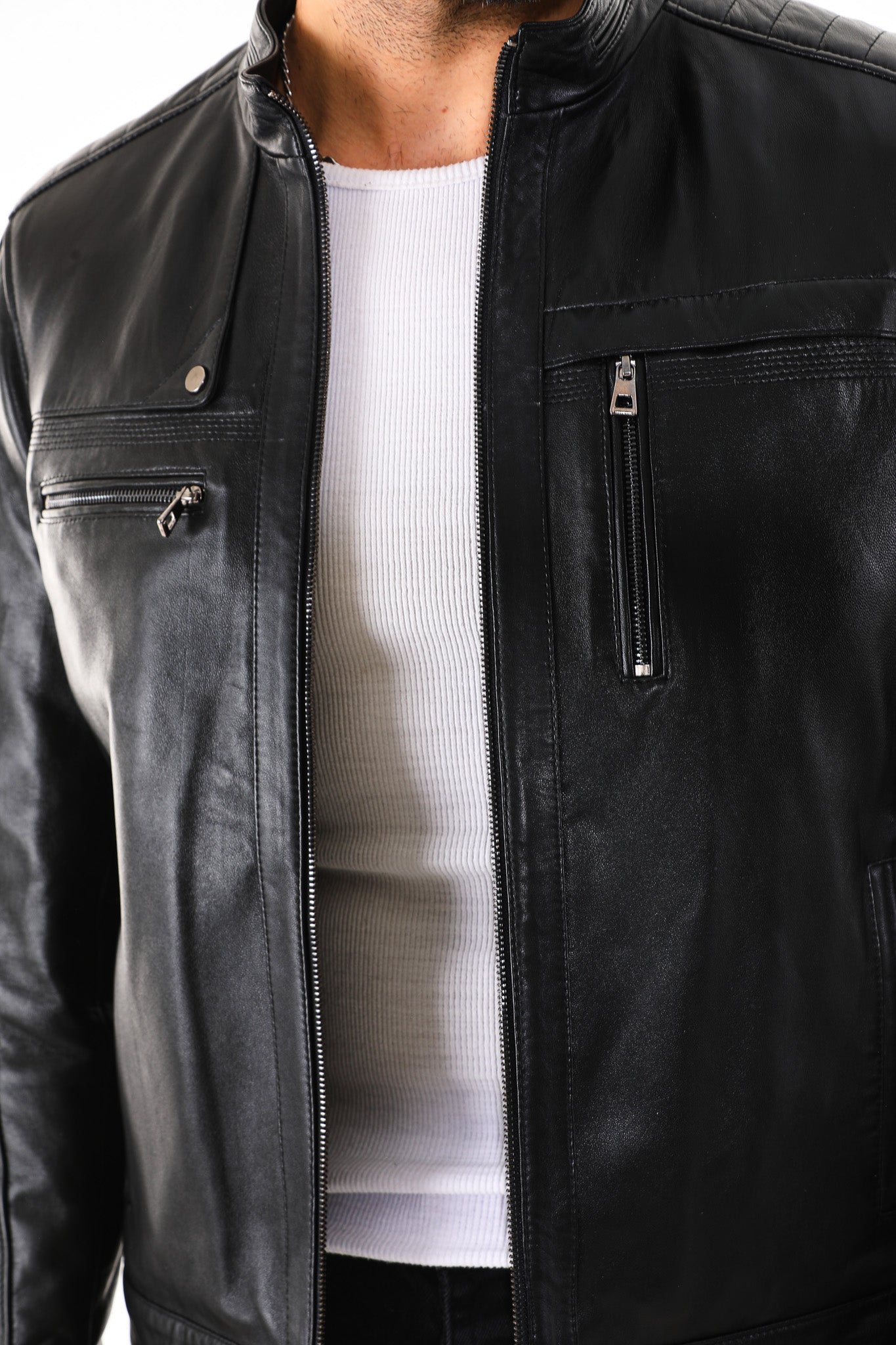 The Rossi Black Leather Men Jacket