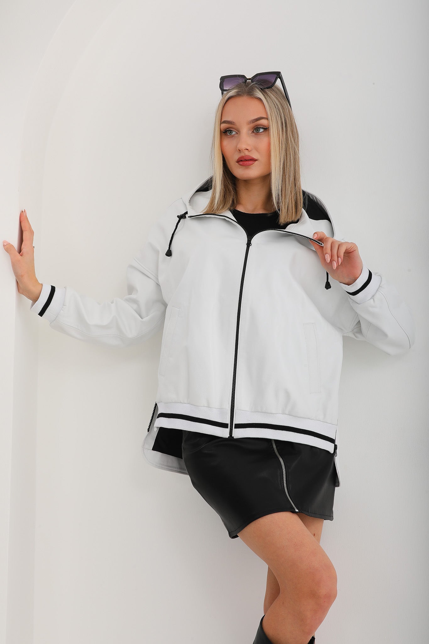 The Polar White Leather Women Leather Jacket