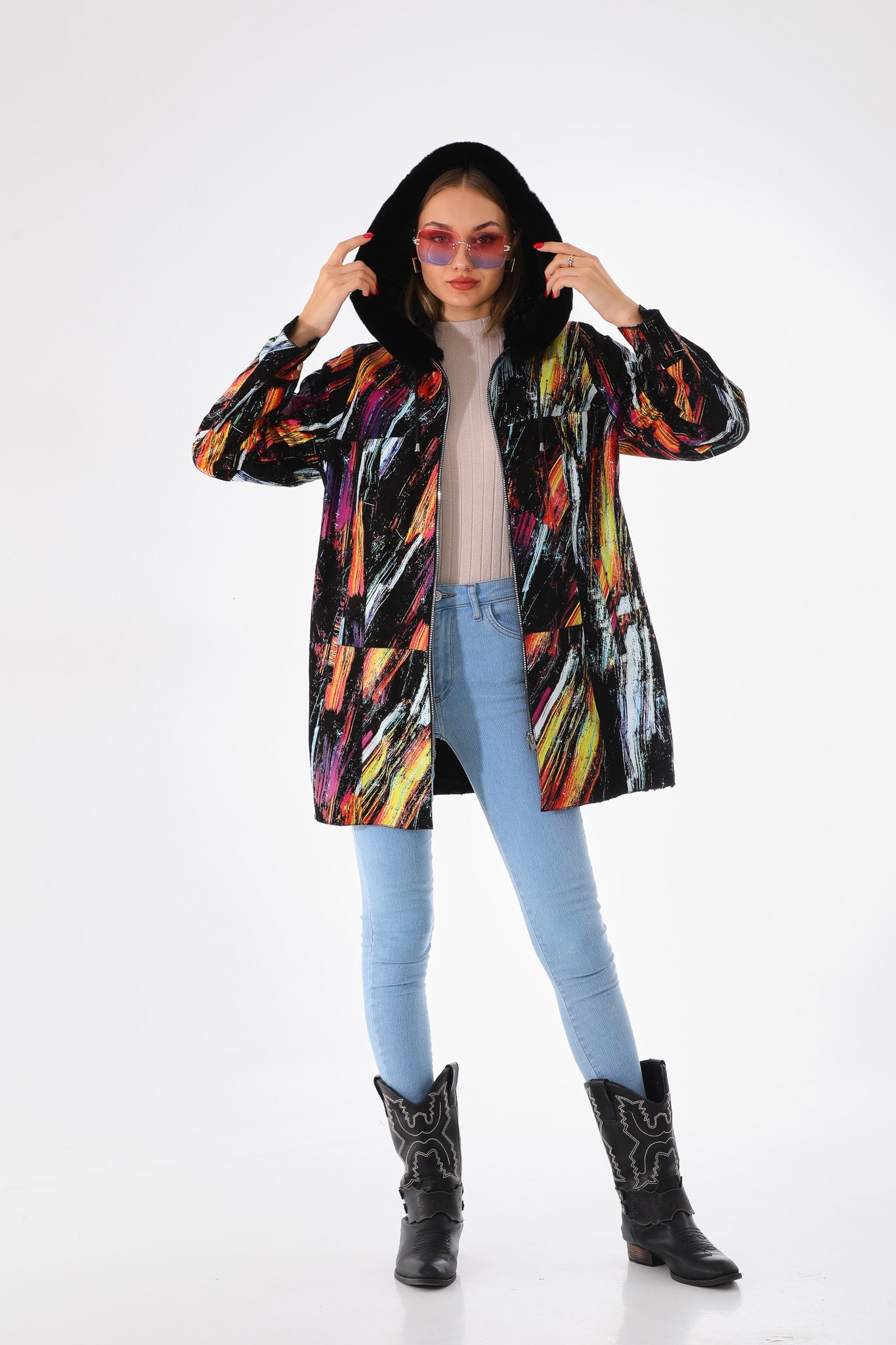 The Prisma Multicolor Leather Women Jacket