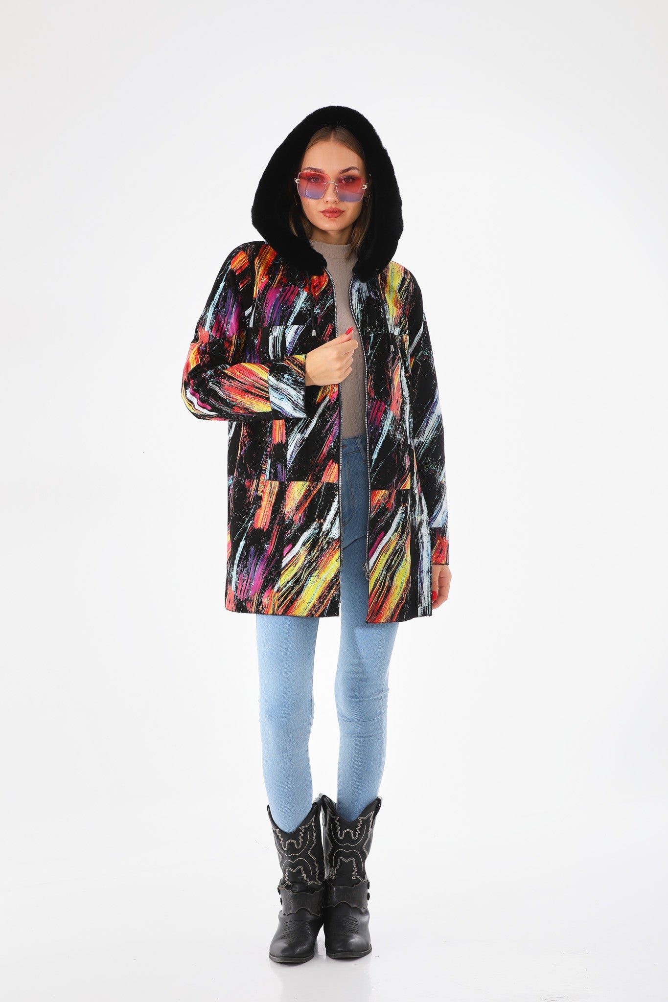 The Prisma Multicolor Leather Women Jacket