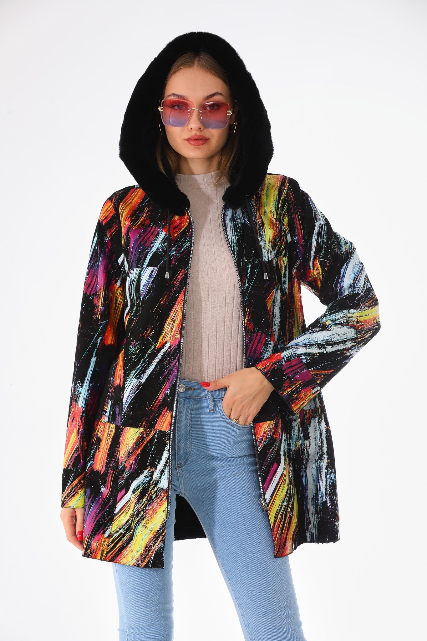 The Prisma Multicolor Leather Women Jacket