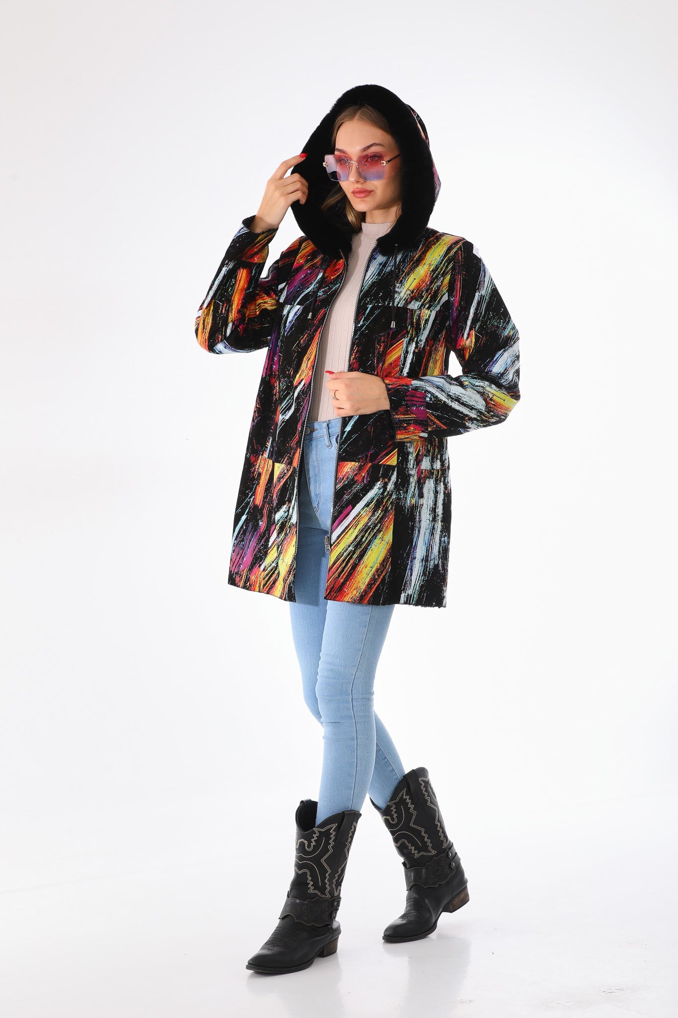 The Prisma Multicolor Leather Women Jacket