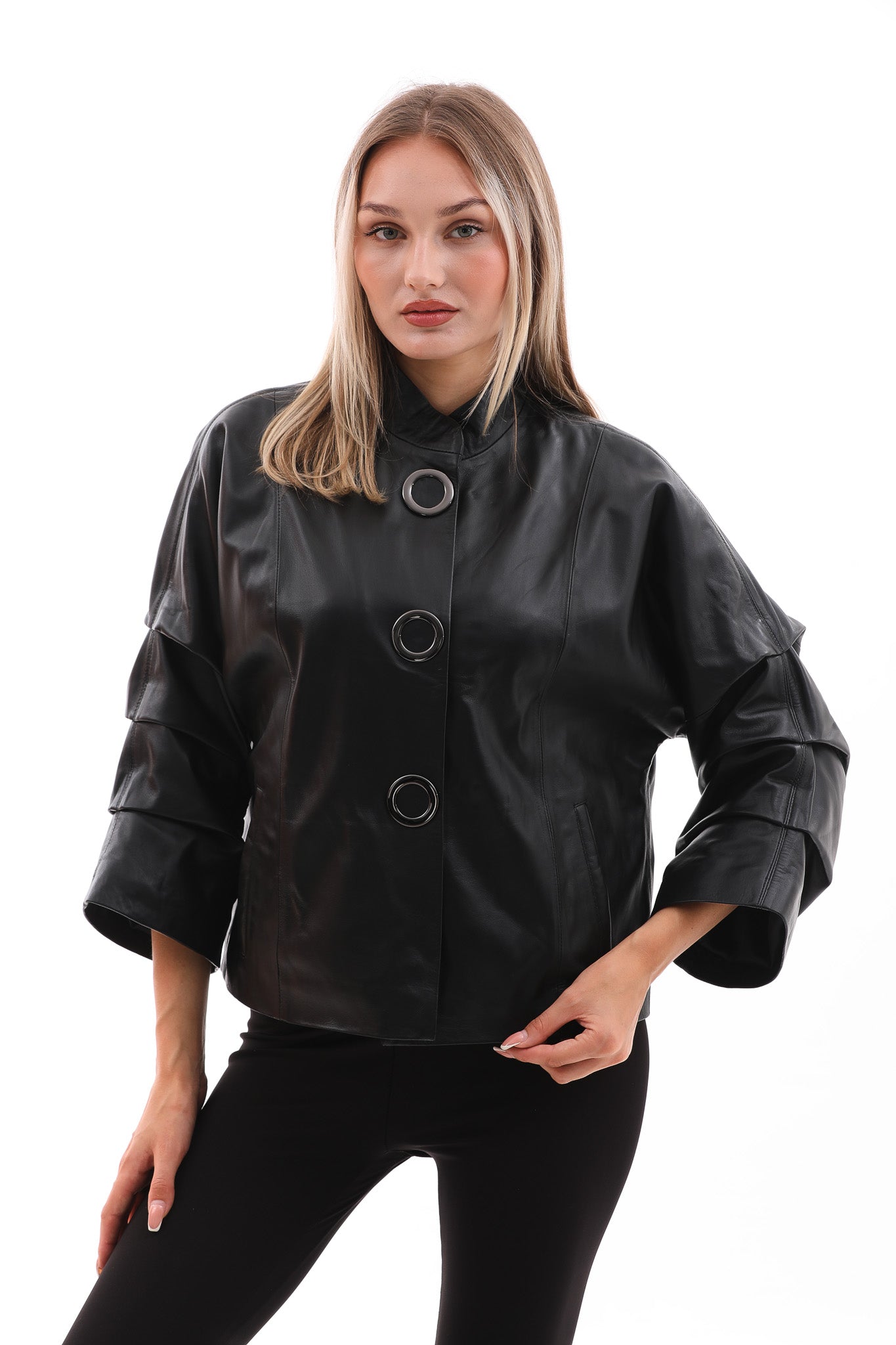 The Odessa Black Leather Women Jacket