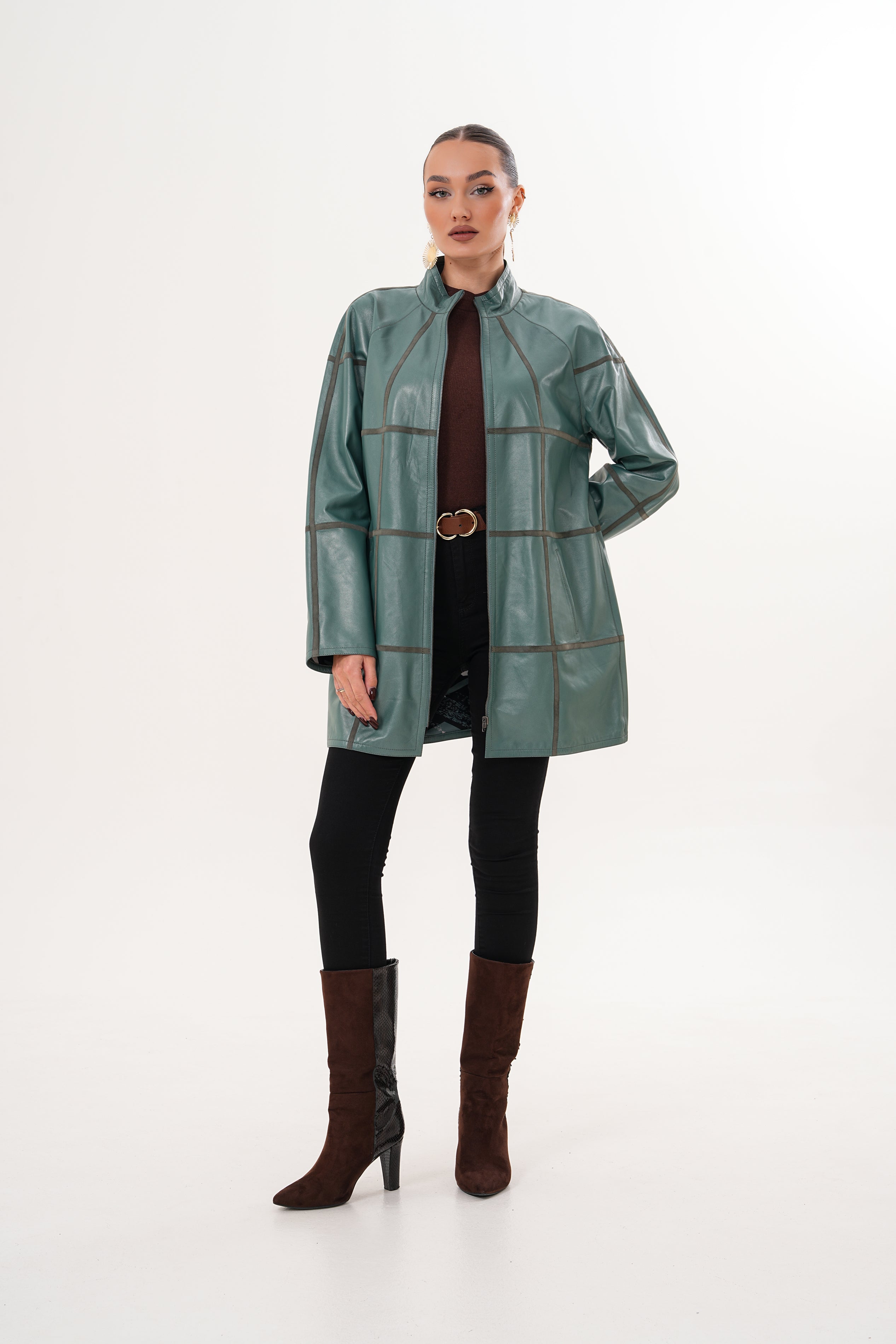 The Prado Reversible Green Leather Women Jacket