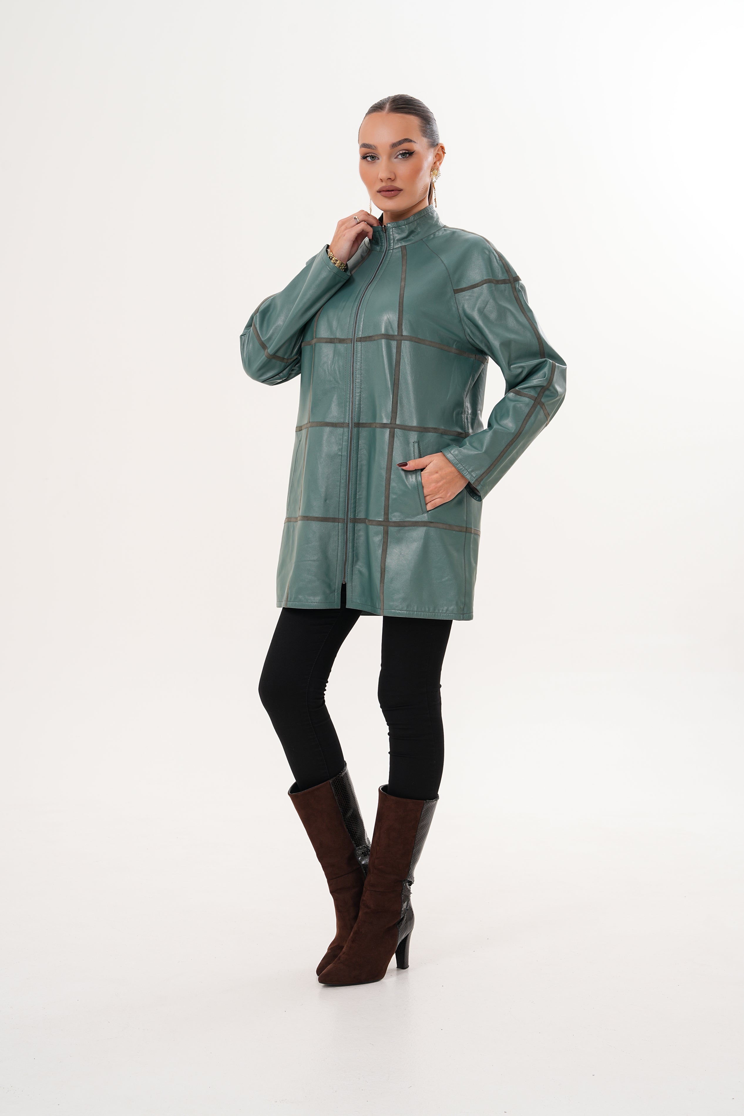 The Prado Reversible Green Leather Women Jacket