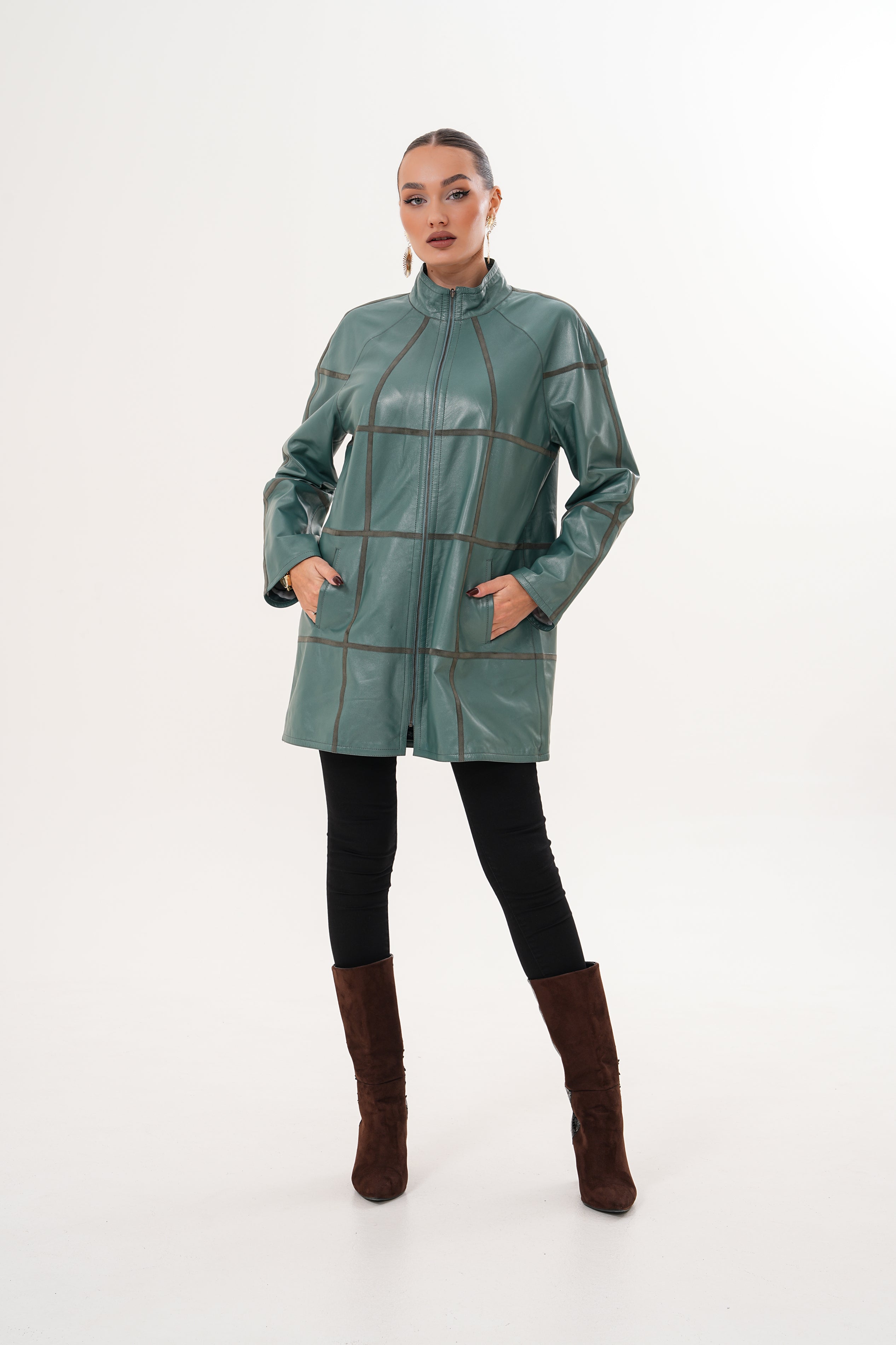 The Prado Reversible Green Leather Women Jacket