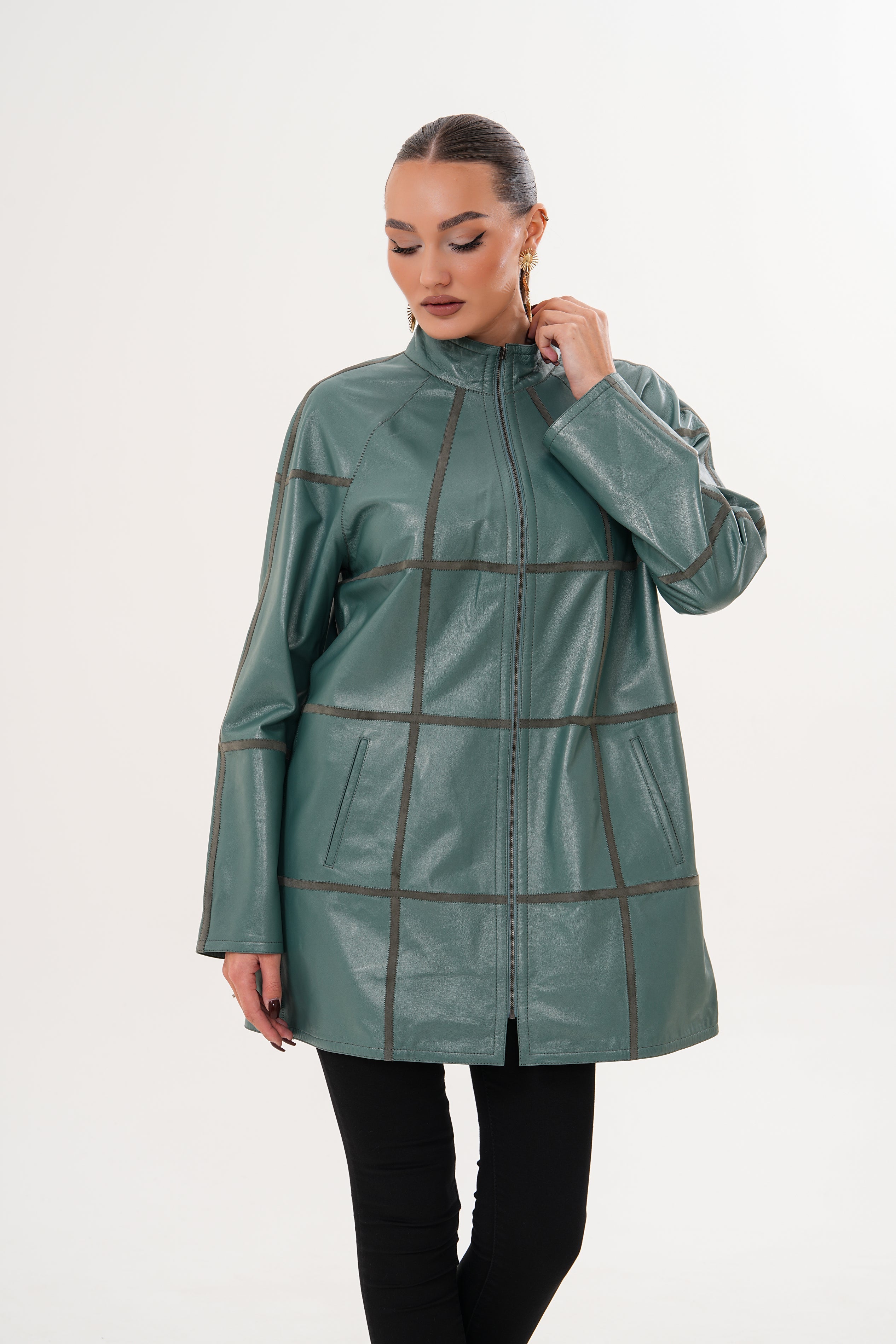 The Prado Reversible Green Leather Women Jacket