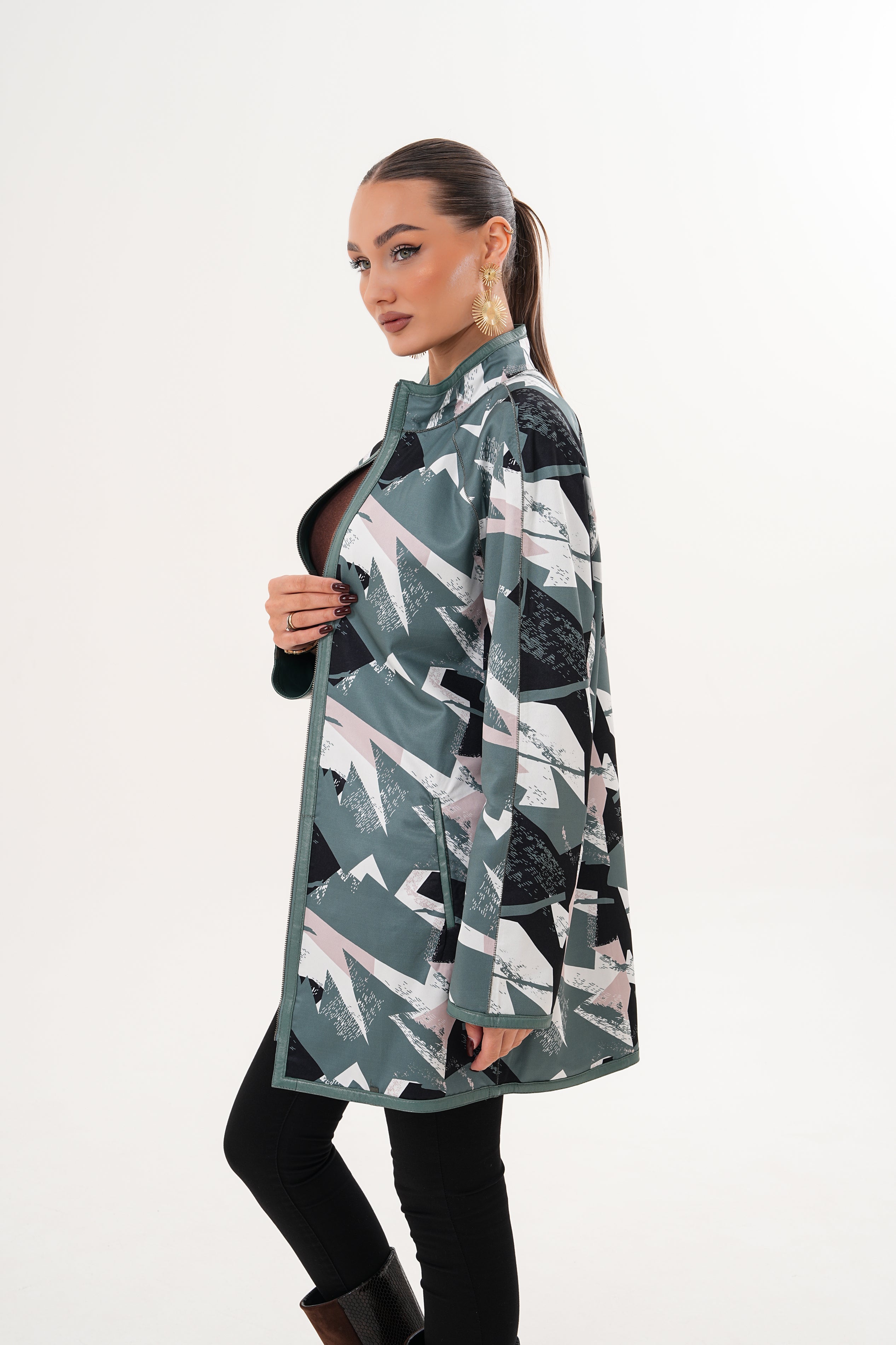 The Prado Reversible Green Leather Women Jacket