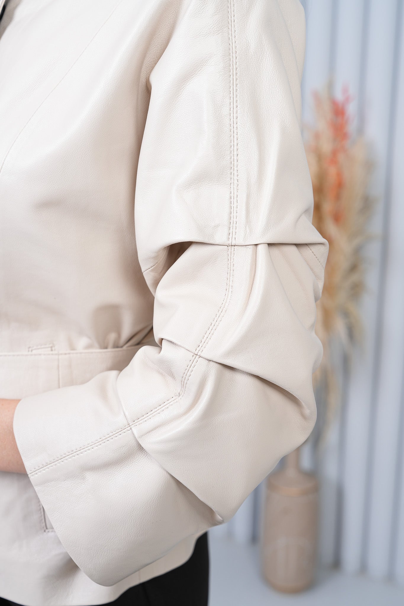 The Odessa Cream Leather Women Jacket