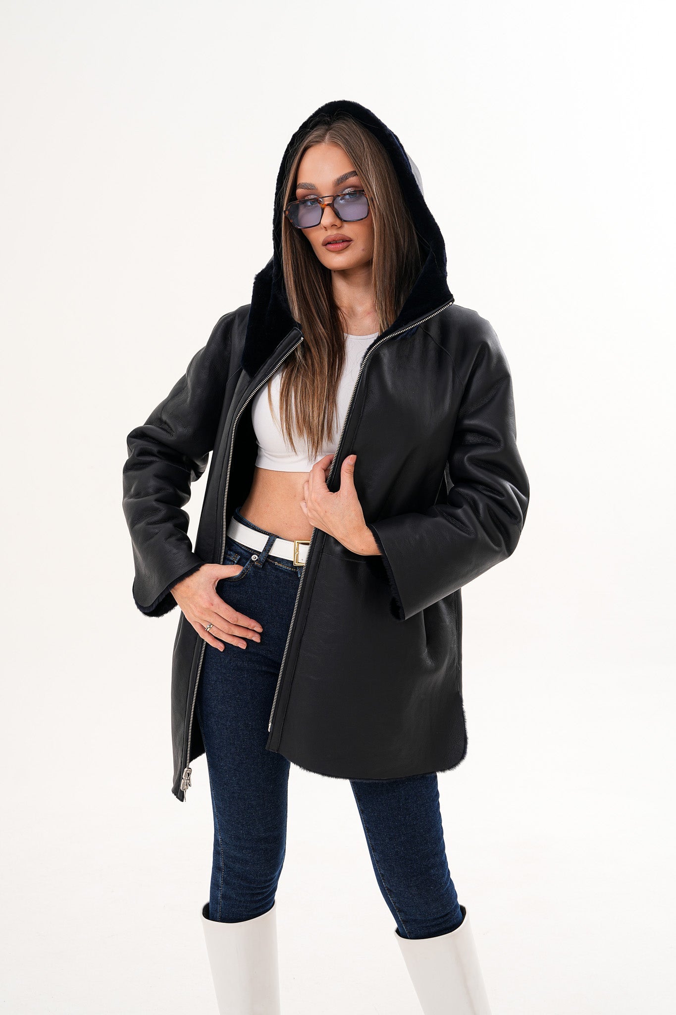 The Portofino Black Reversible Shearling Women Jacket