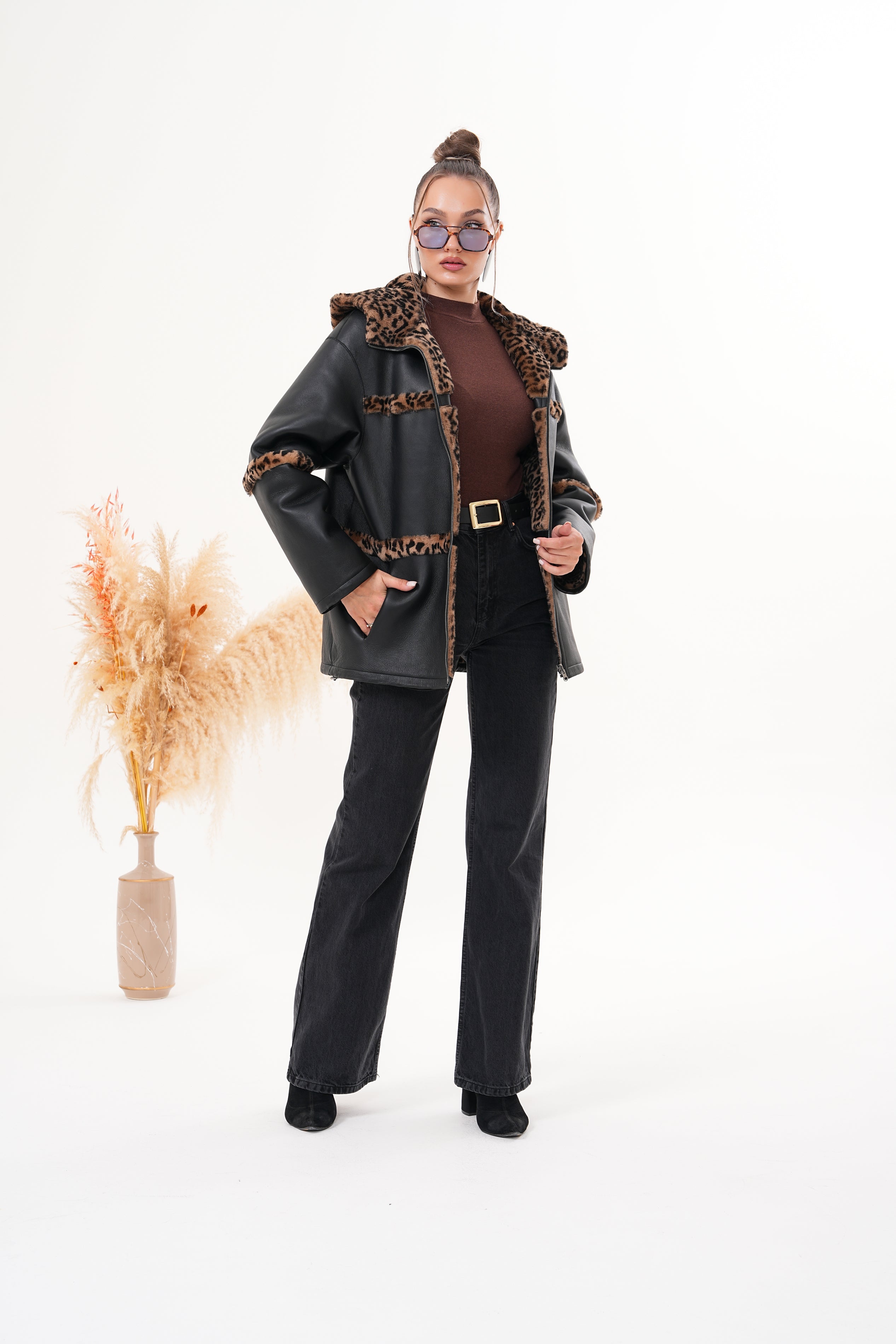 The Panthera Reversible Leopard Shearling Leather Women Jacket