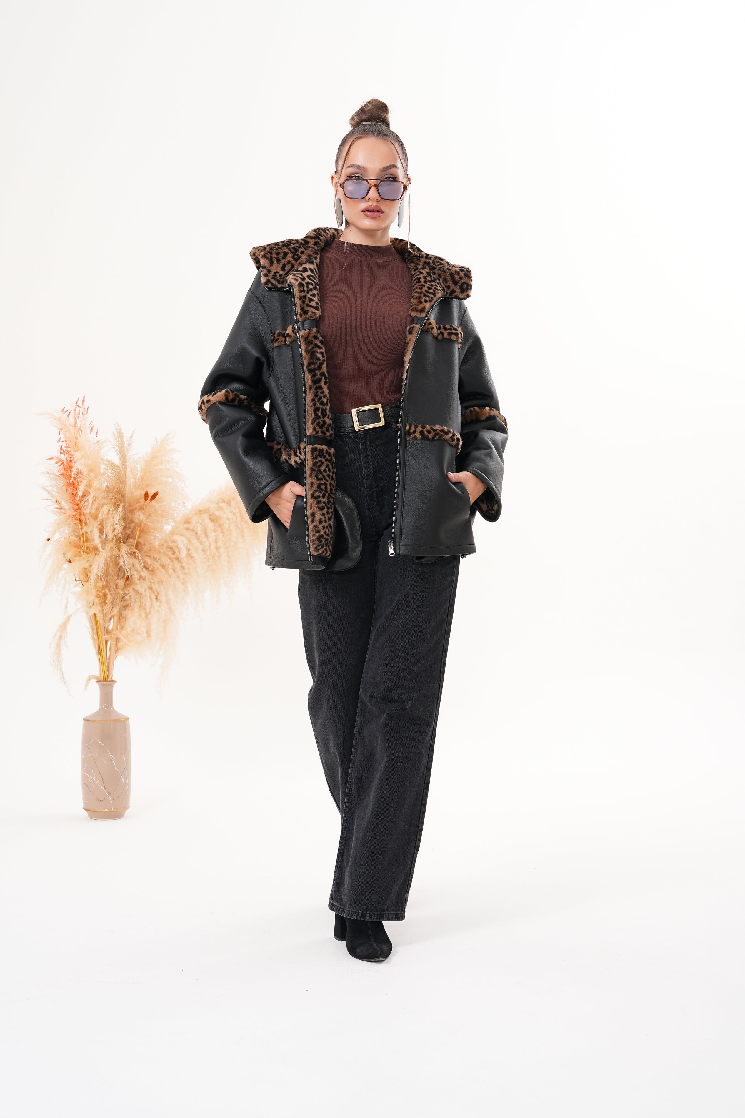 The Panthera Reversible Leopard Shearling Leather Women Jacket