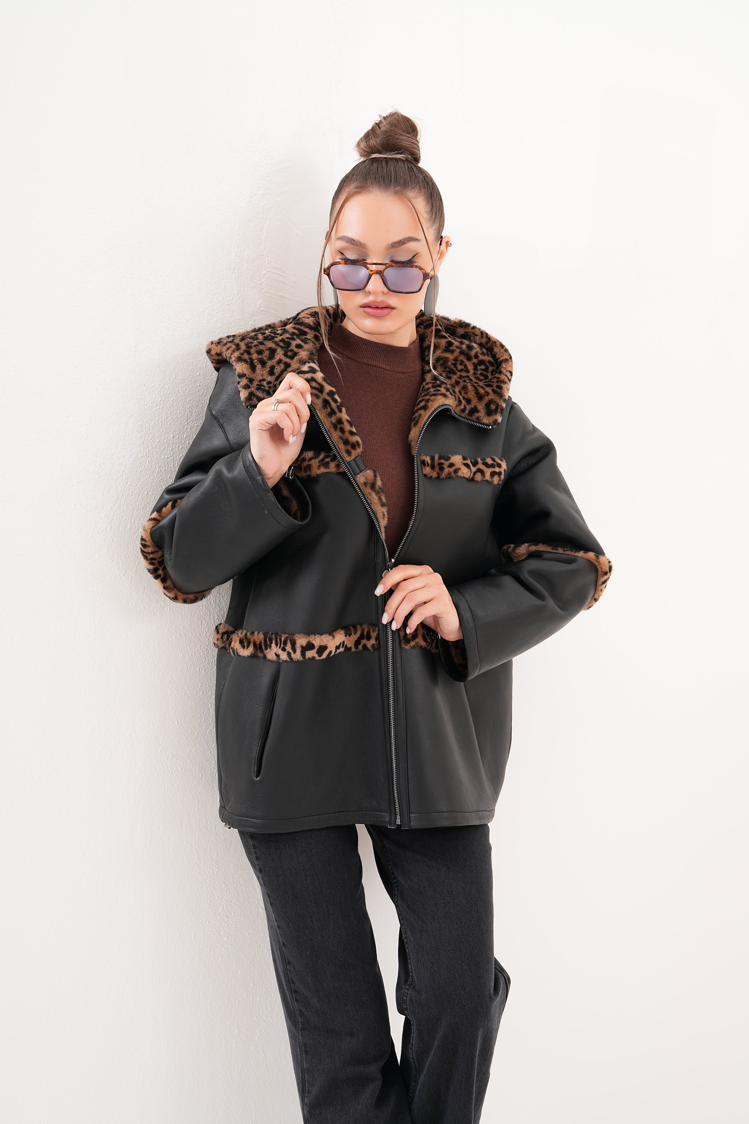The Panthera Reversible Leopard Shearling Leather Women Jacket