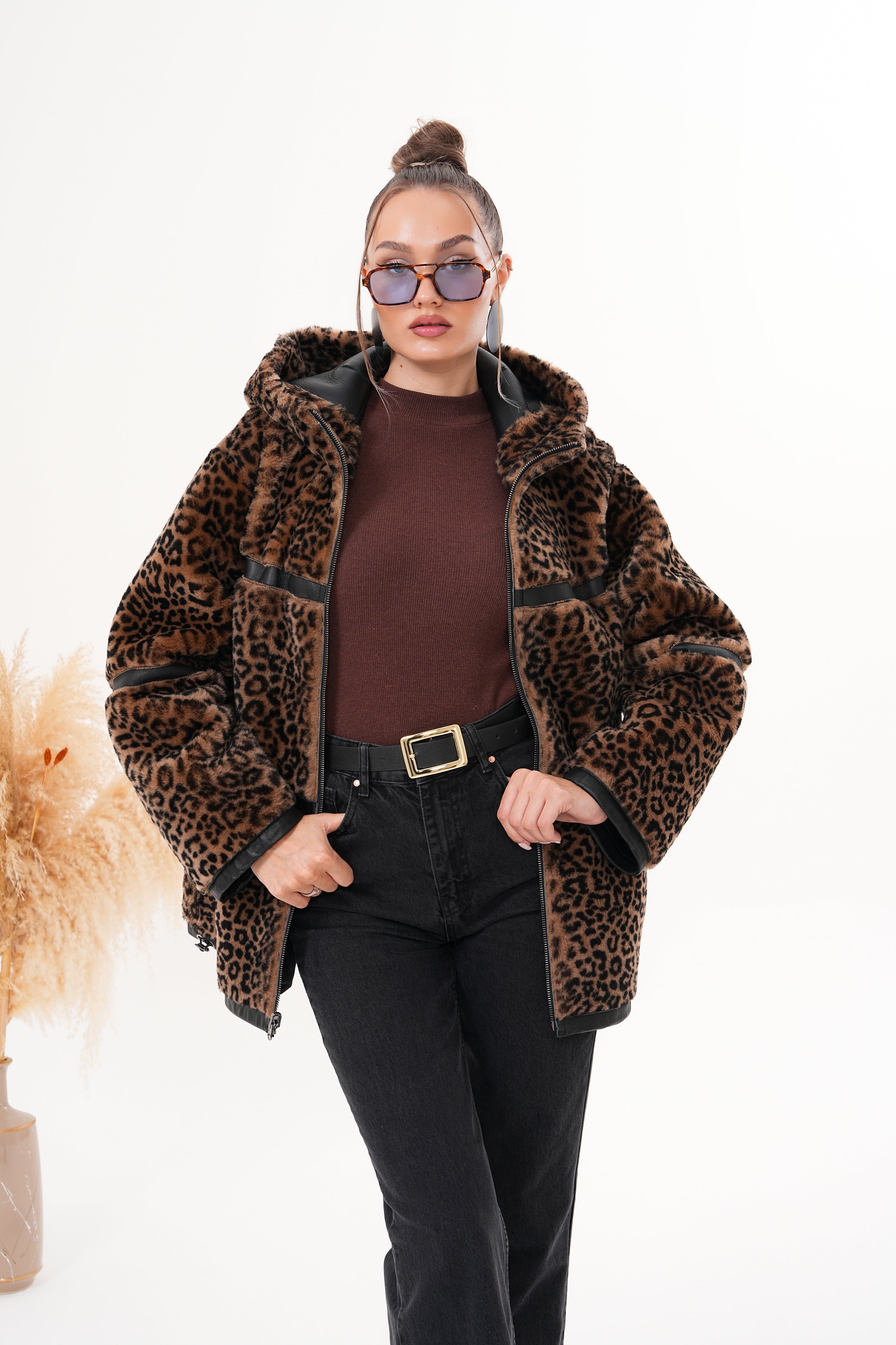 The Panthera Reversible Leopard Shearling Leather Women Jacket