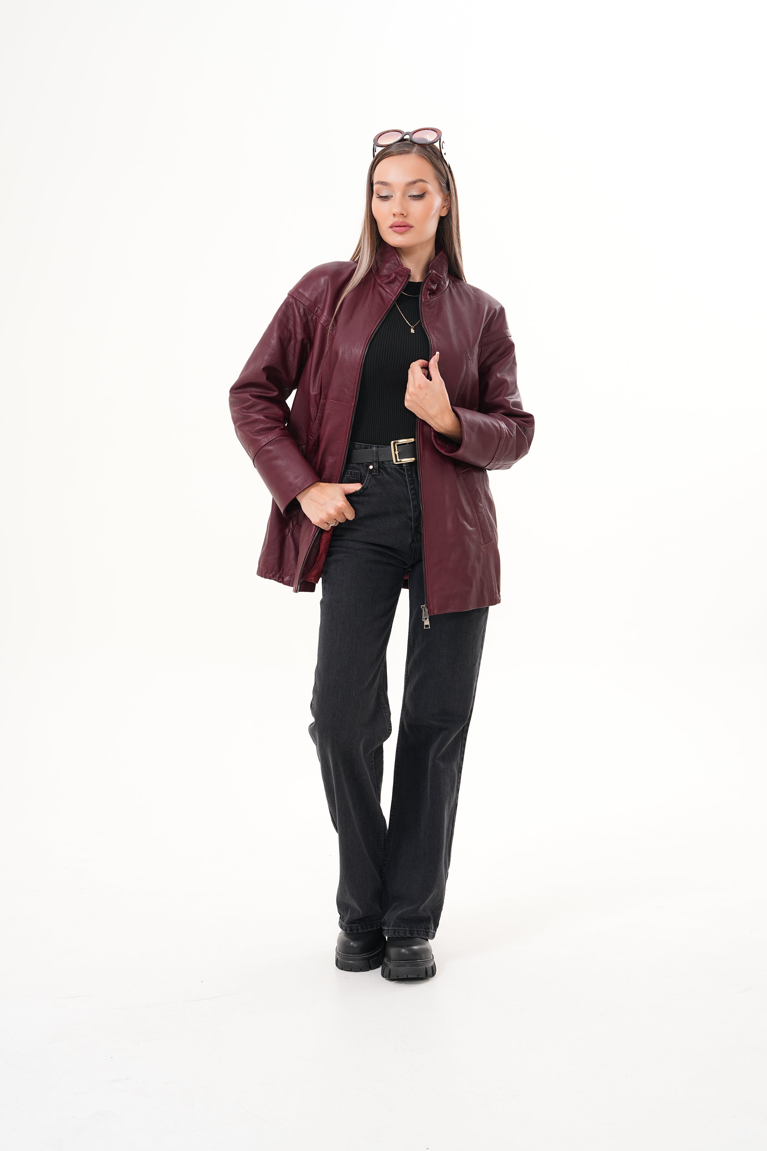 The Sierra Burgundy Leather Women Jacket