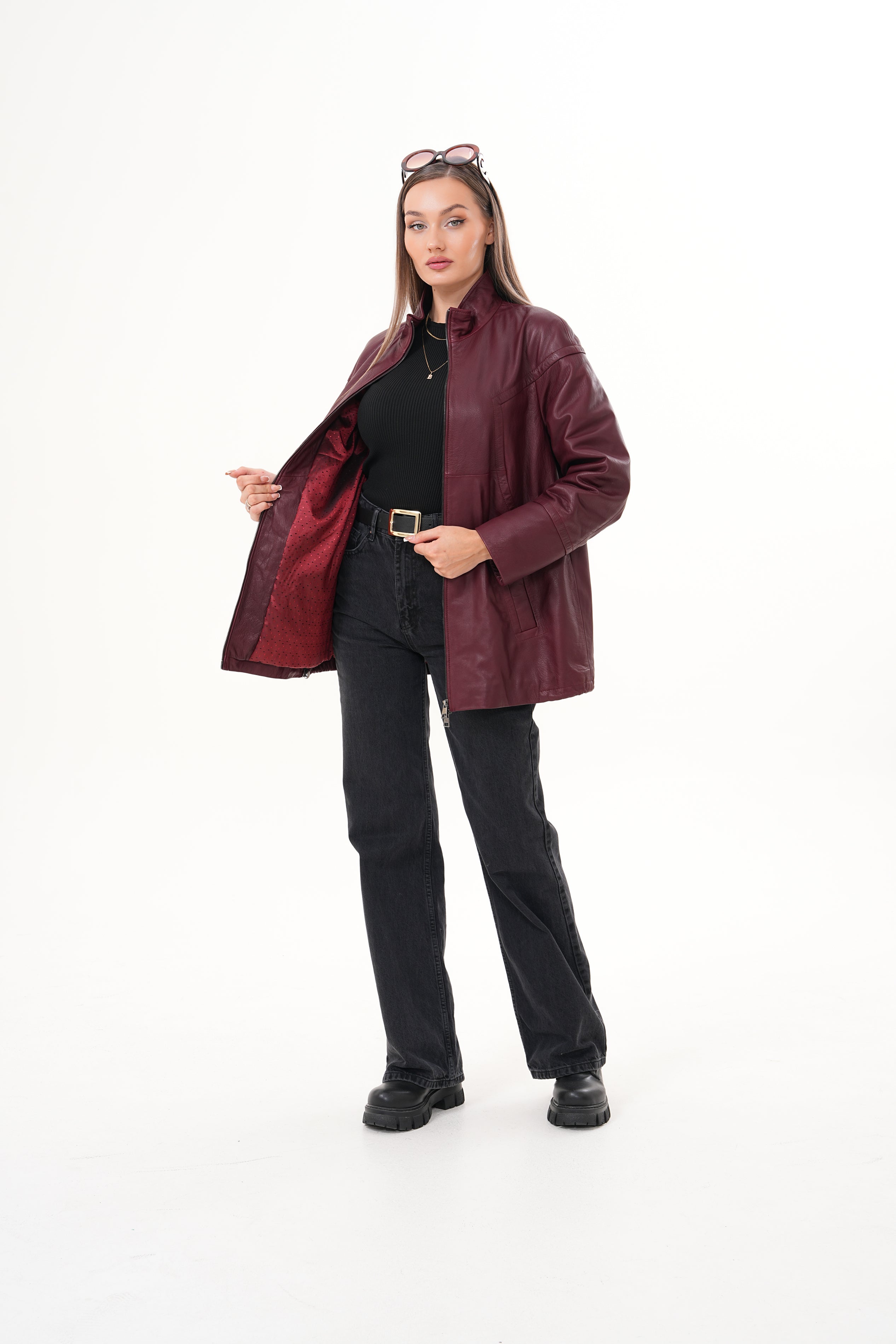 The Sierra Burgundy Leather Women Jacket