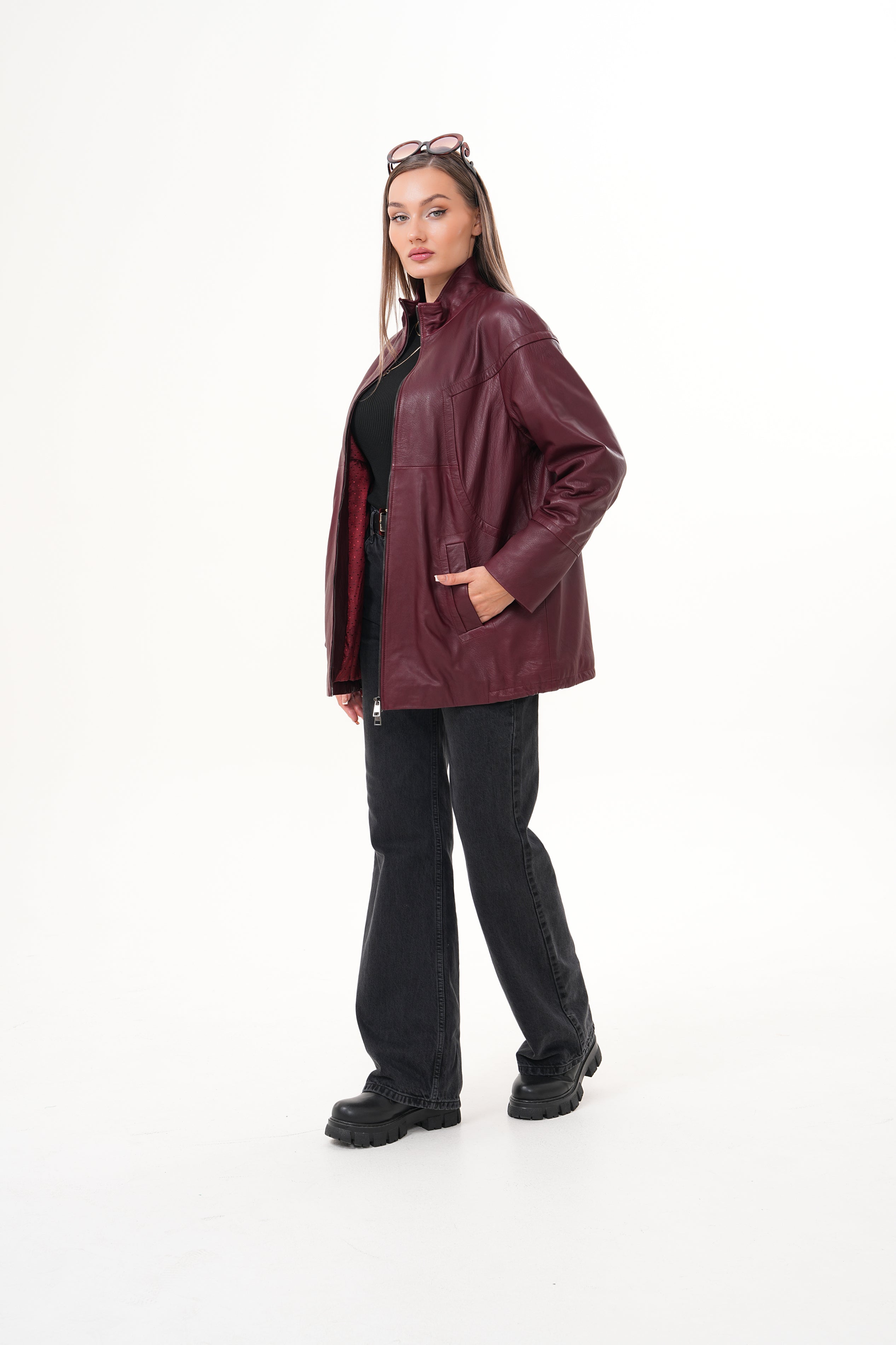 The Sierra Burgundy Leather Women Jacket