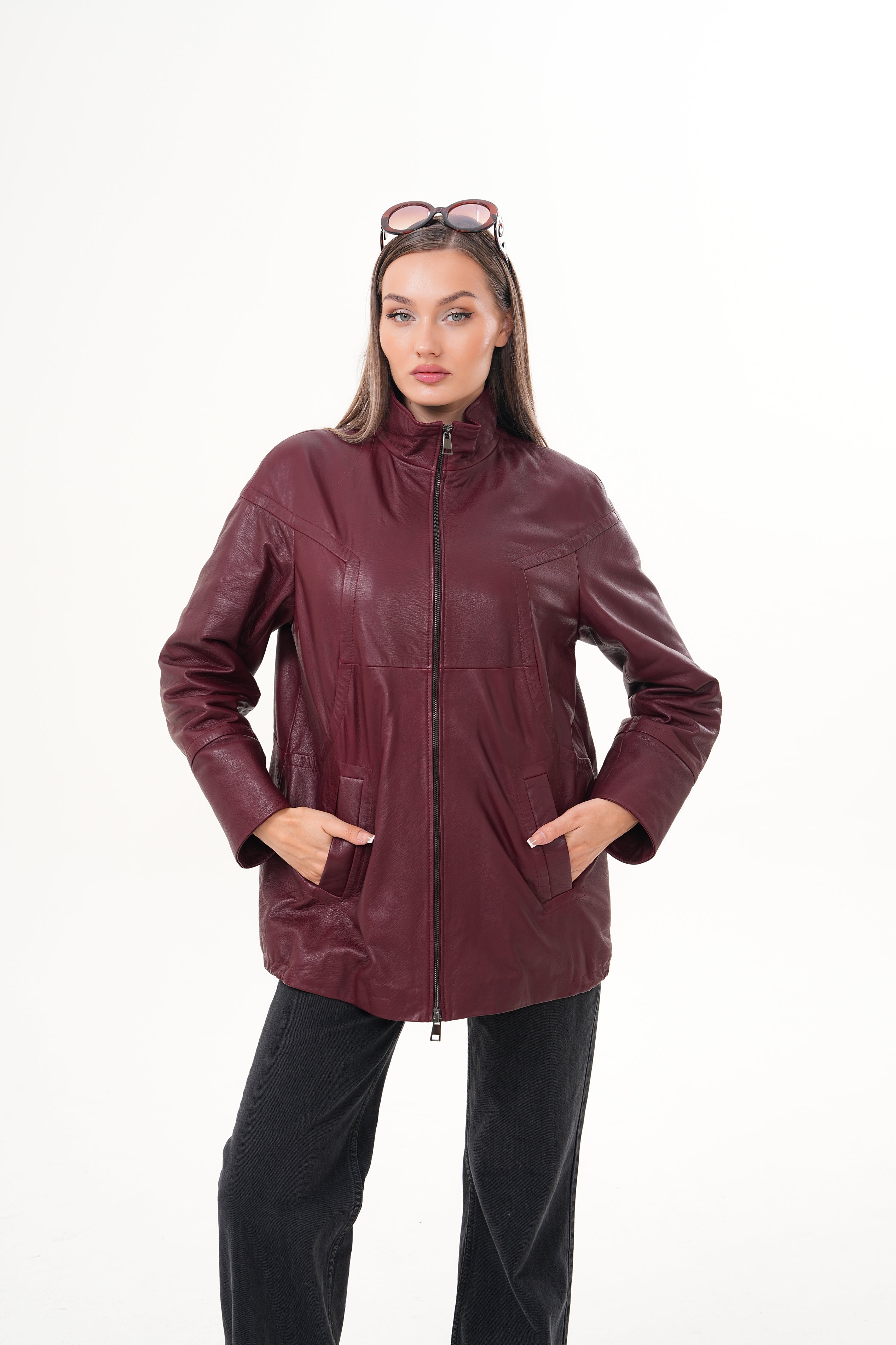 The Sierra Burgundy Leather Women Jacket