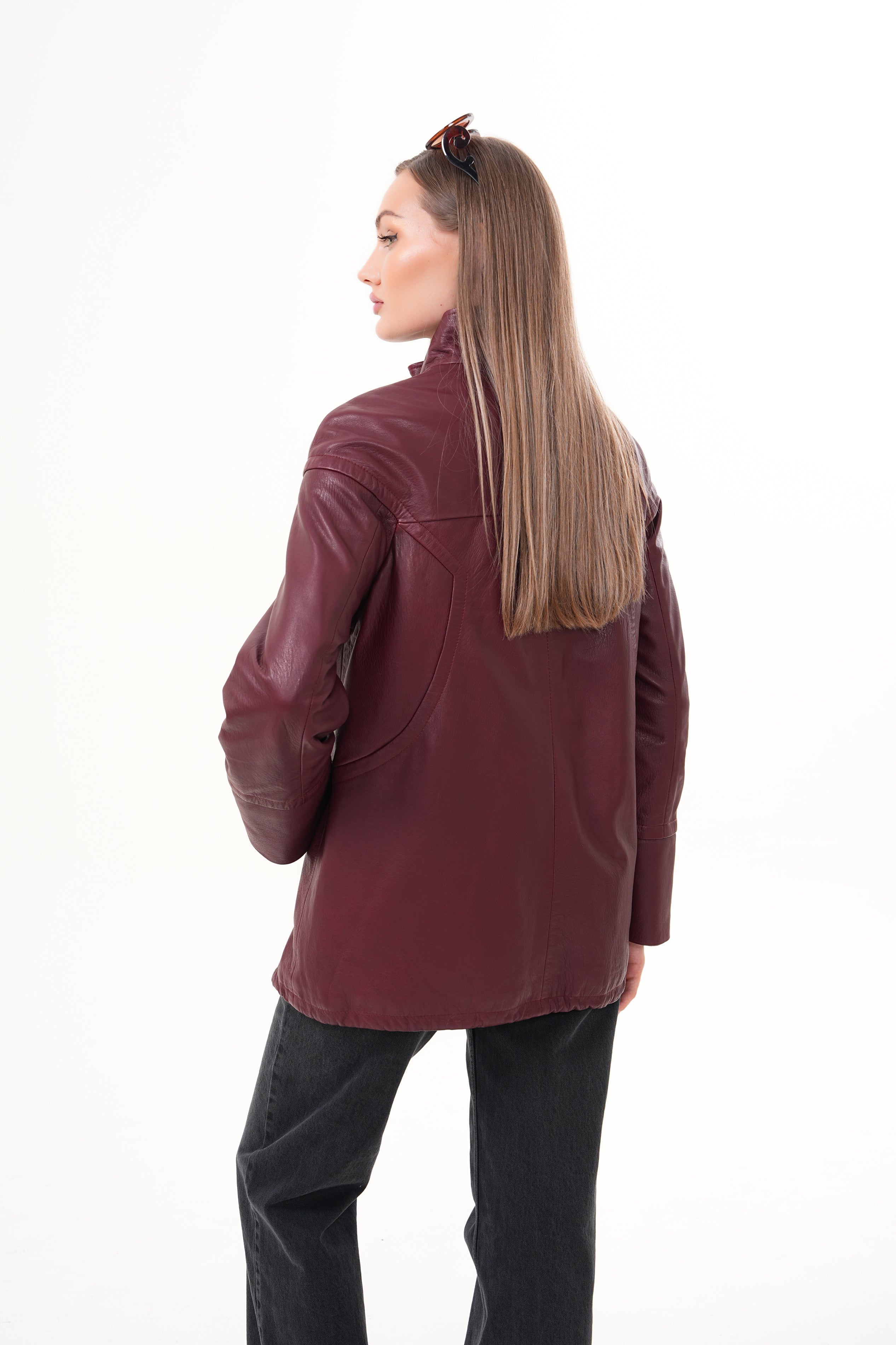 The Sierra Burgundy Leather Women Jacket