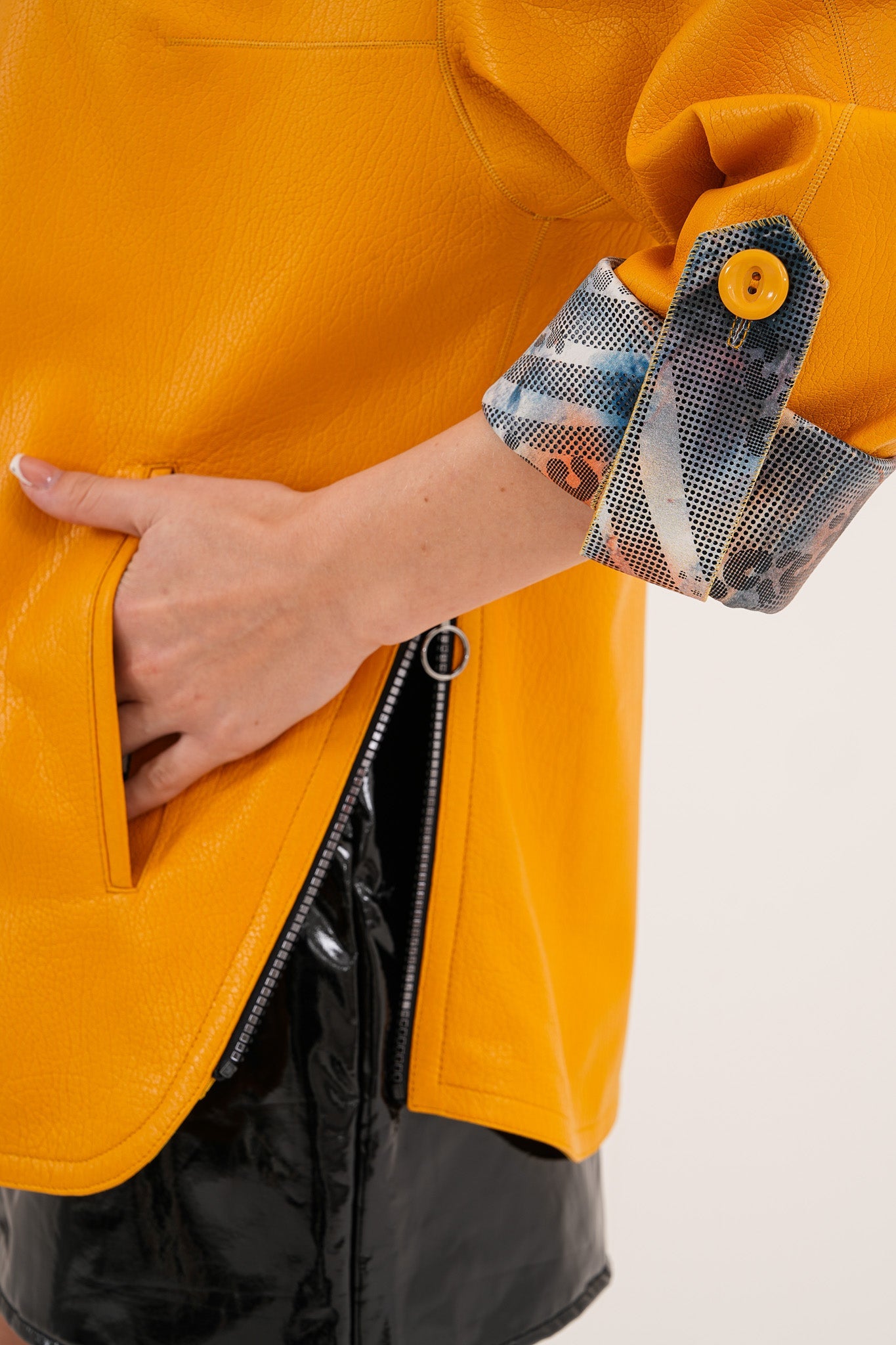 The Nyxara Reversible Hooded Mustard Yellow Leather Jacket