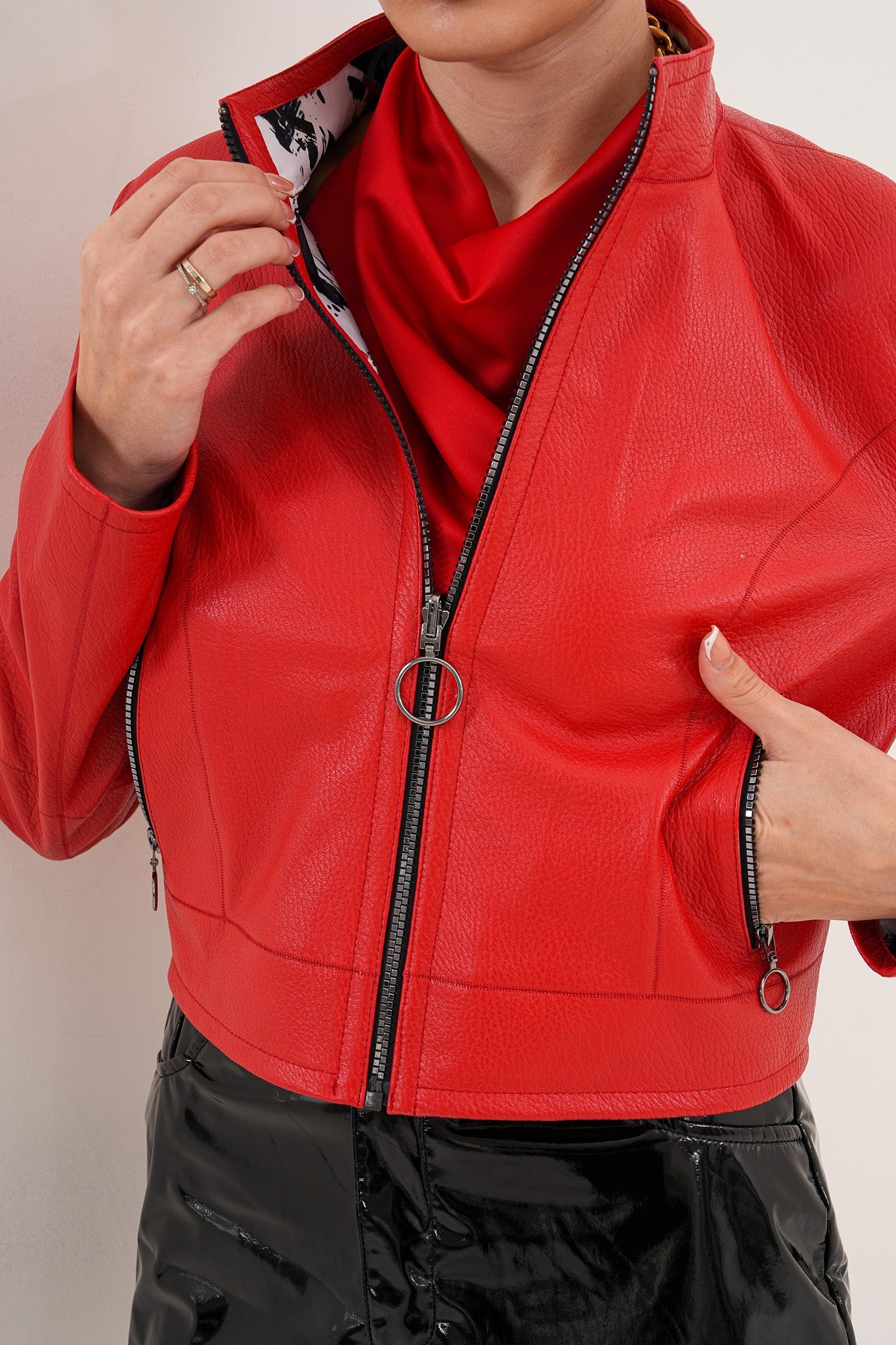 The Elvaris Reversible Red Leather Women Jacket