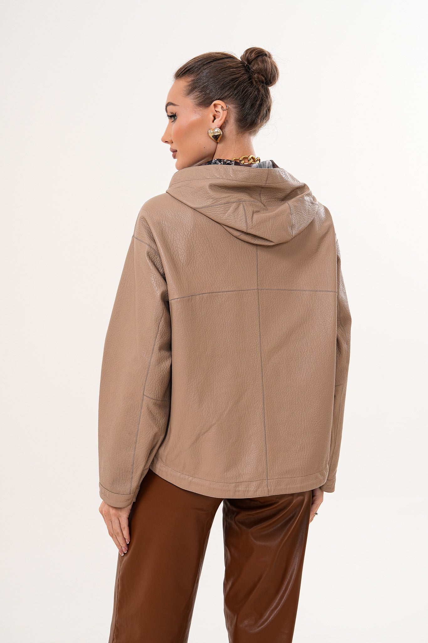 Vinci Leather Shoes The Calyra Reversible Leather Women Jacket – Taupe