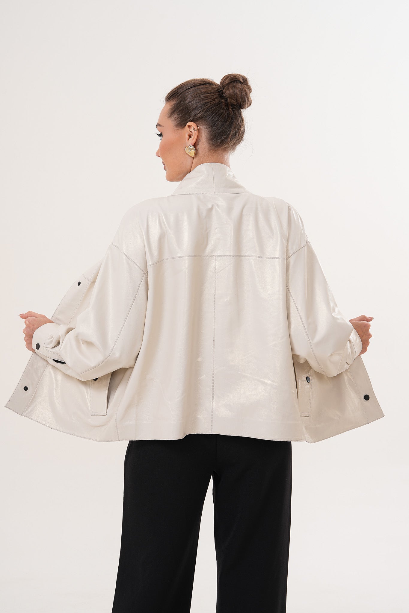 The Velmira Reversible Ivory Leather Women Jacket