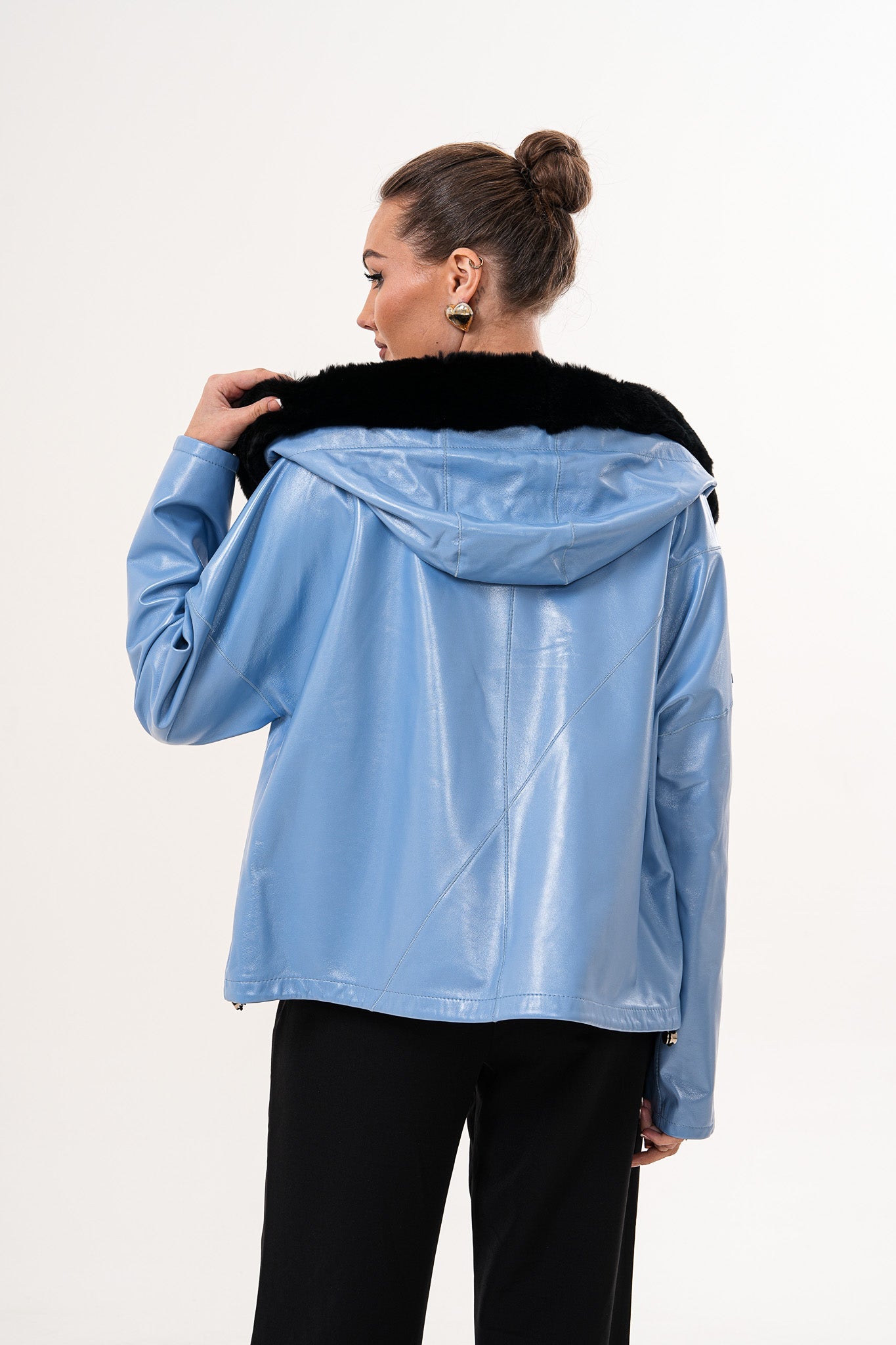 The Velora Sky Blue Reversible Lambskin Women Leather Jacket