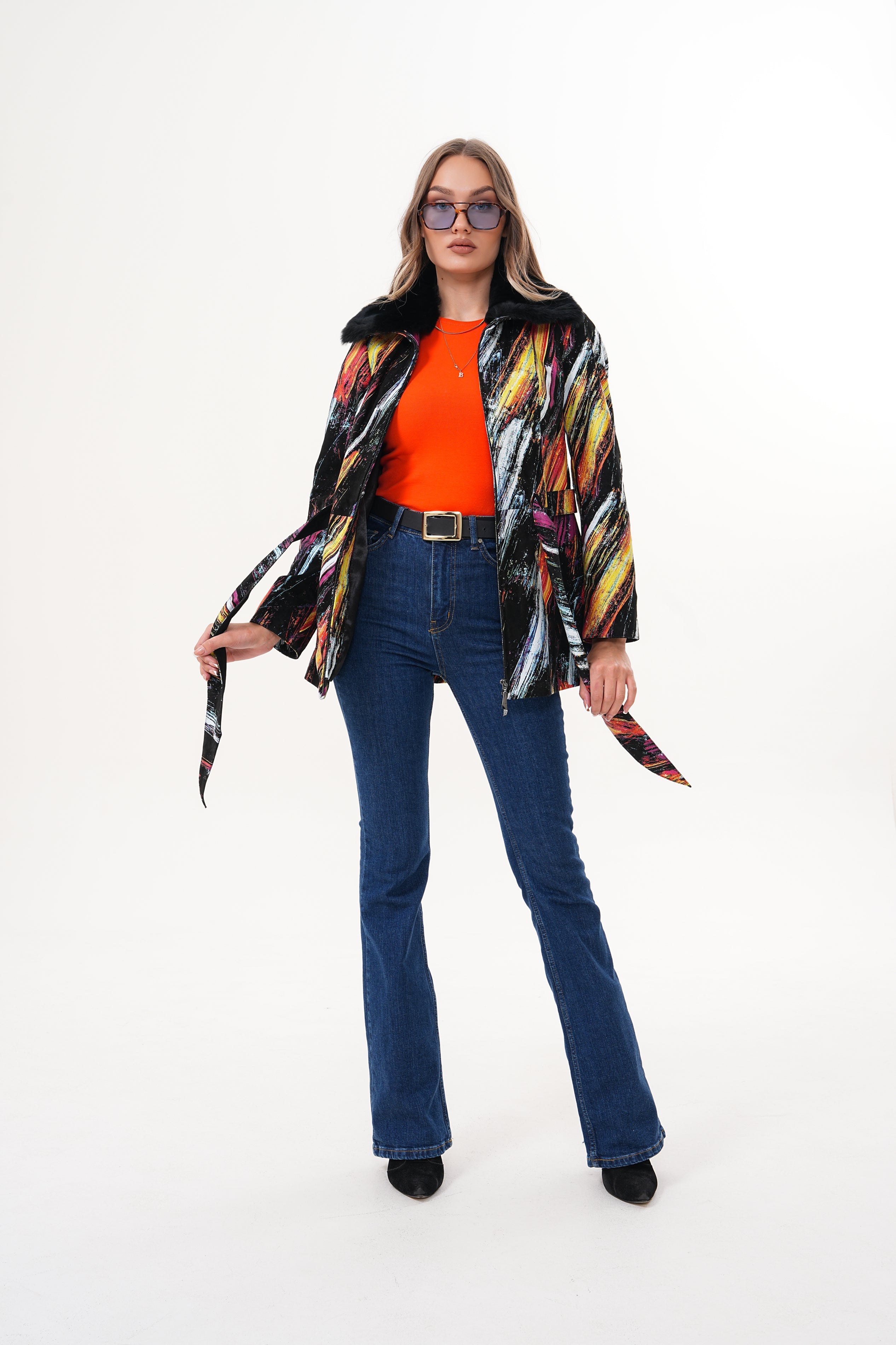 The Mirage Brushstroke Leather Women Jacket