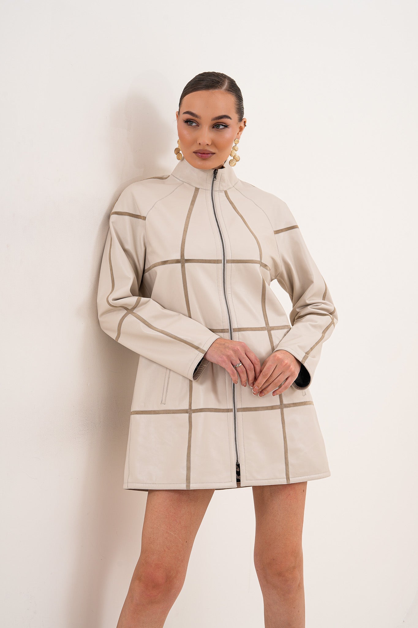 The Prado Reversible Cream Leather Women Jacket