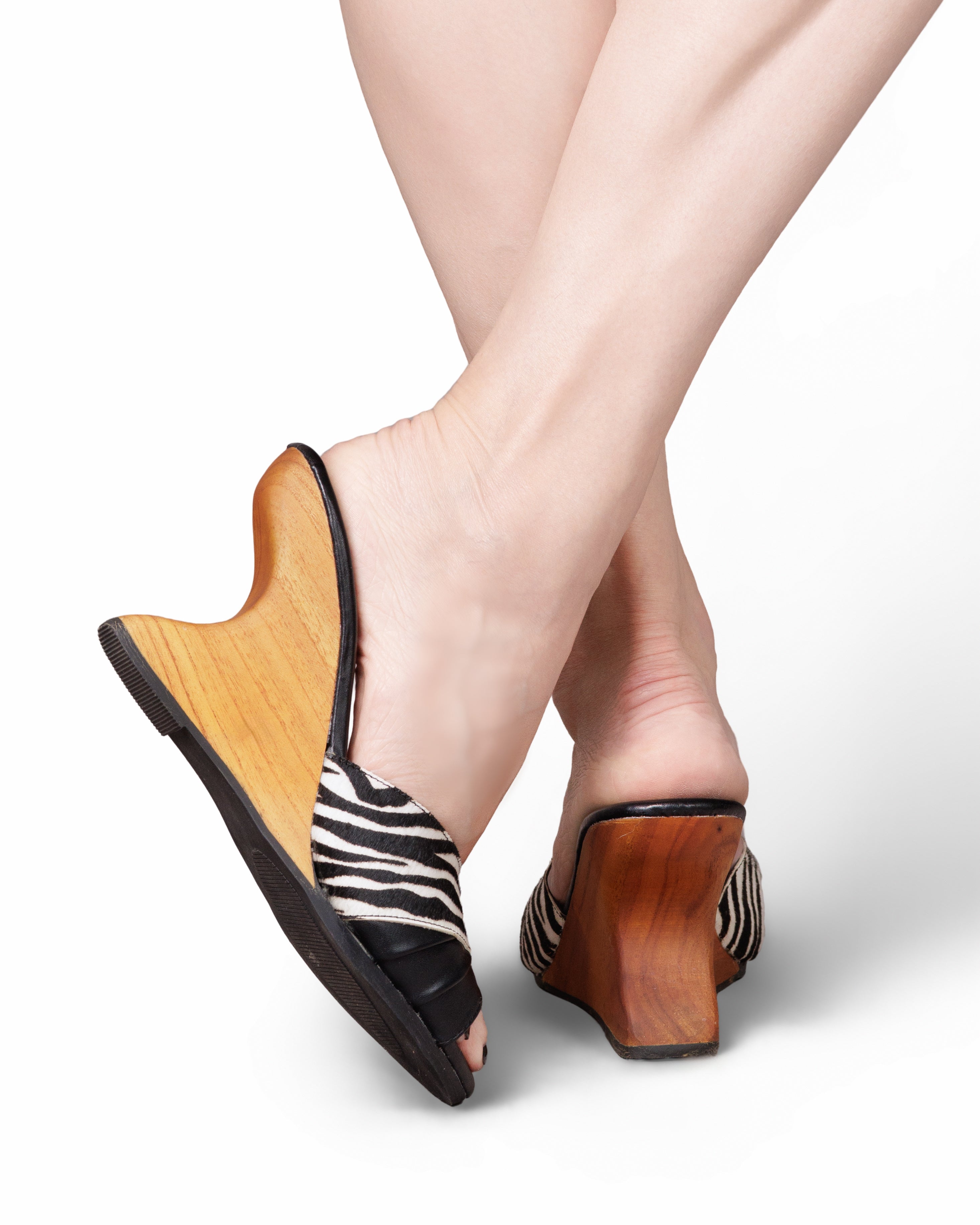the Ilze Mule - 4" wedge mule in Wild Nobility Zebra