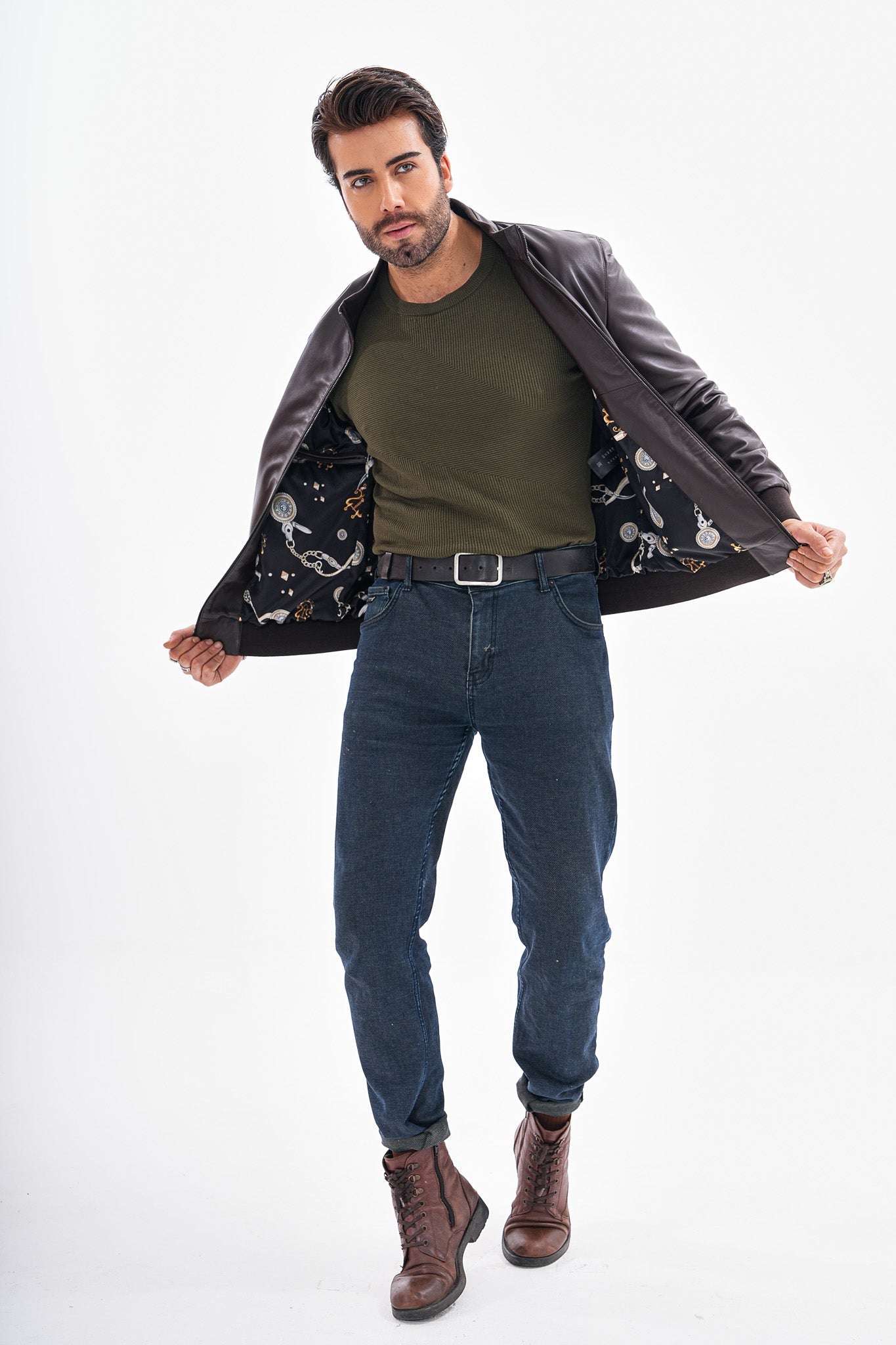 Vinci Leather Shoes The Ardent Dark Brown Lambskin Men Leather Jacket