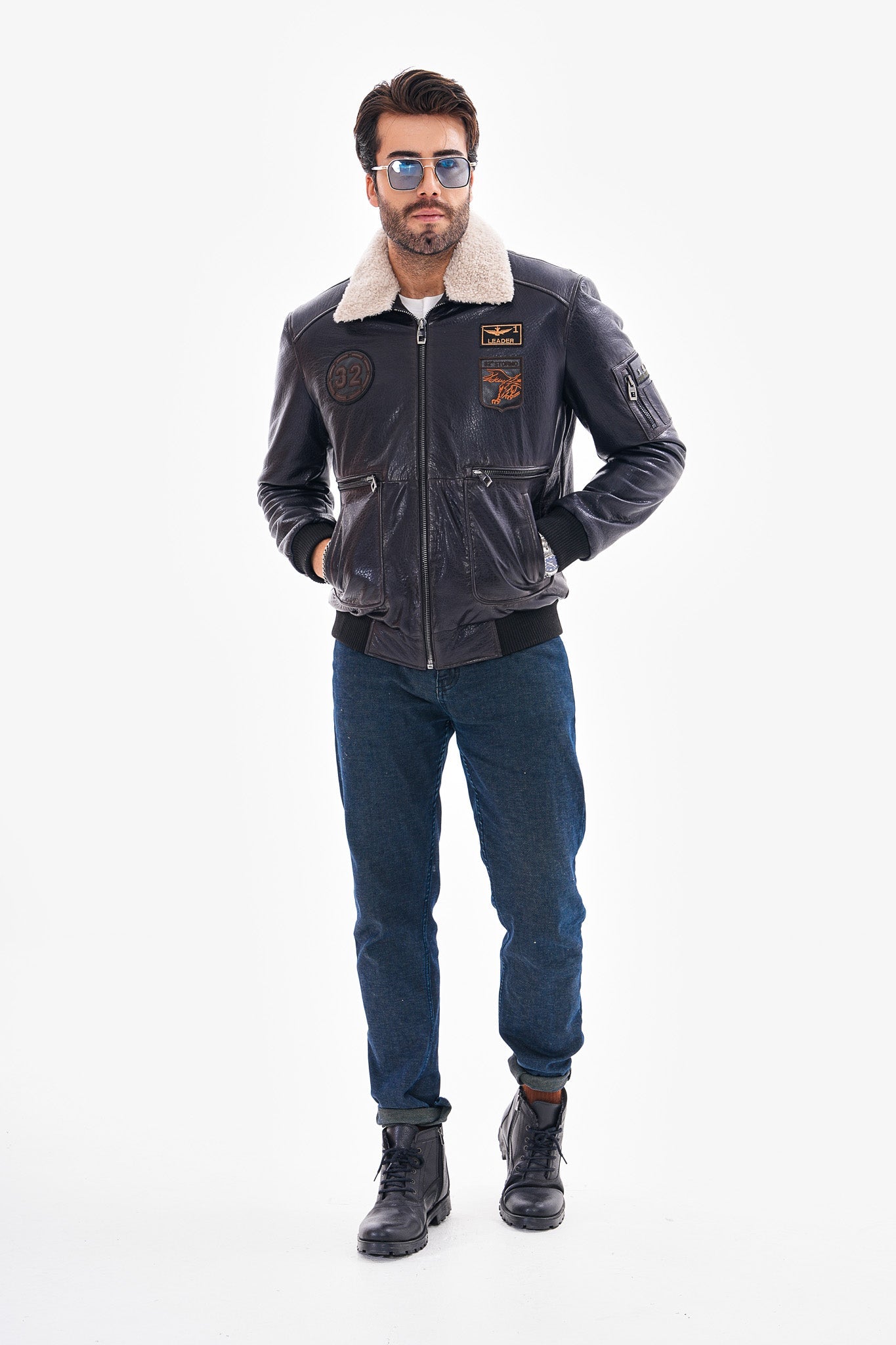The Northway Navy Blue Lambskin Men Leather Jacket