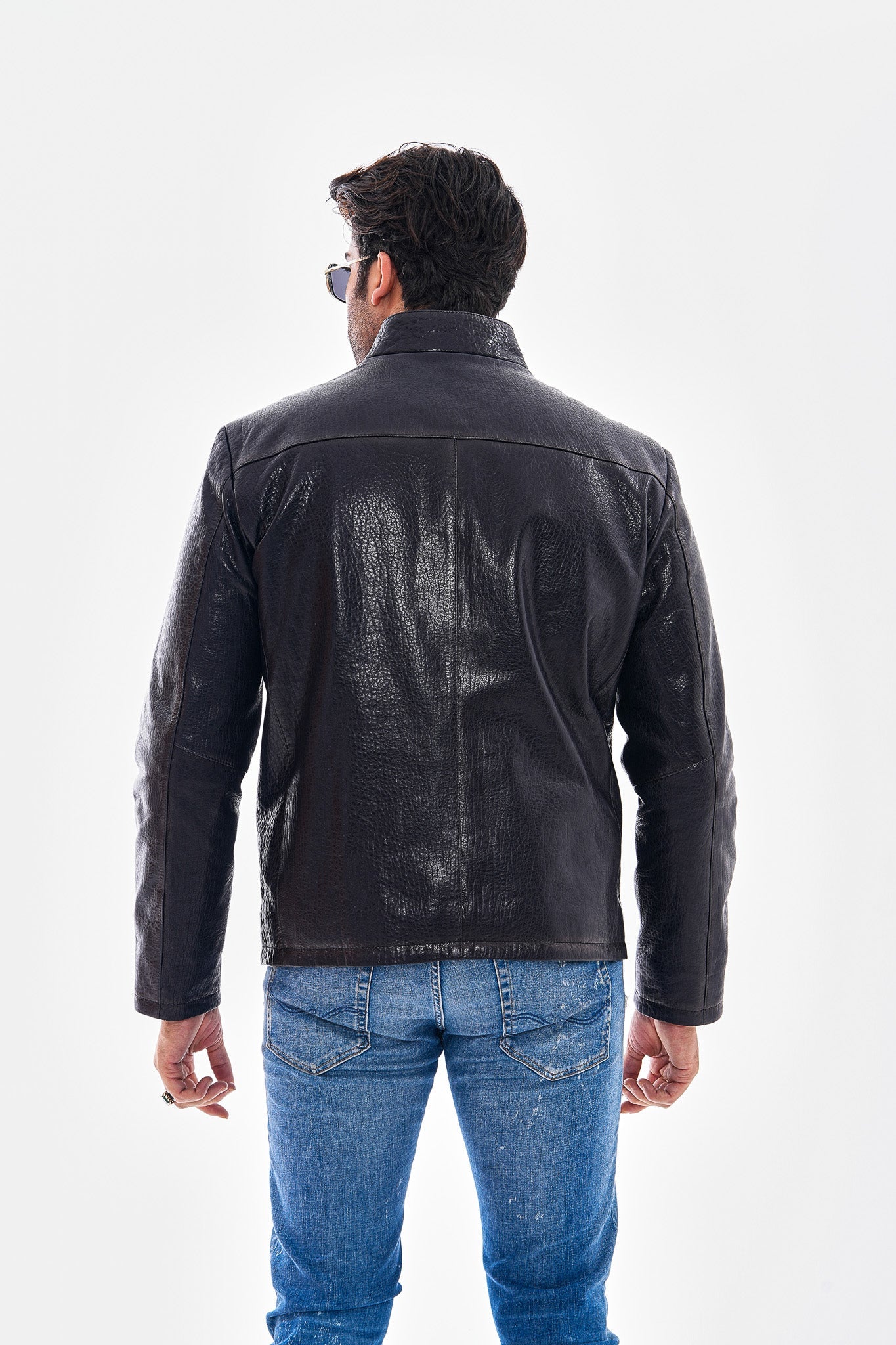 The Varden Navy Blue Leather Men Jacket