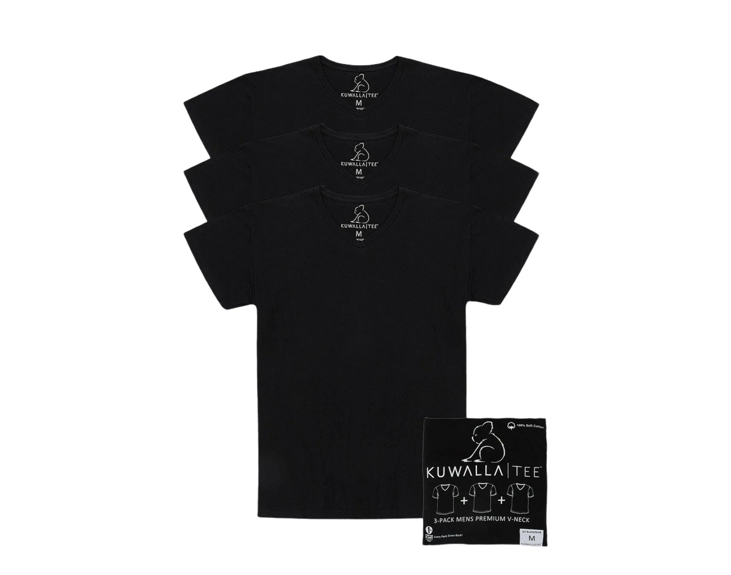 Kuwalla Tee Crew V Neck 3 Pack T Shirts Men's Cotton