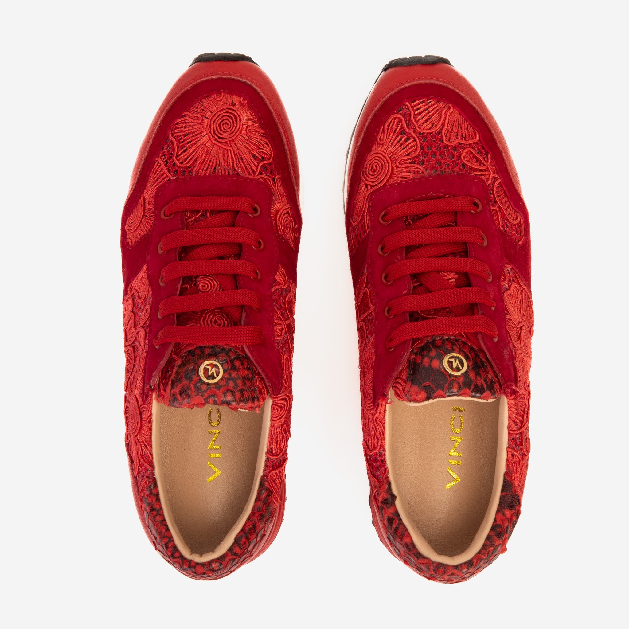 The Noir Red Leather Women Sneaker