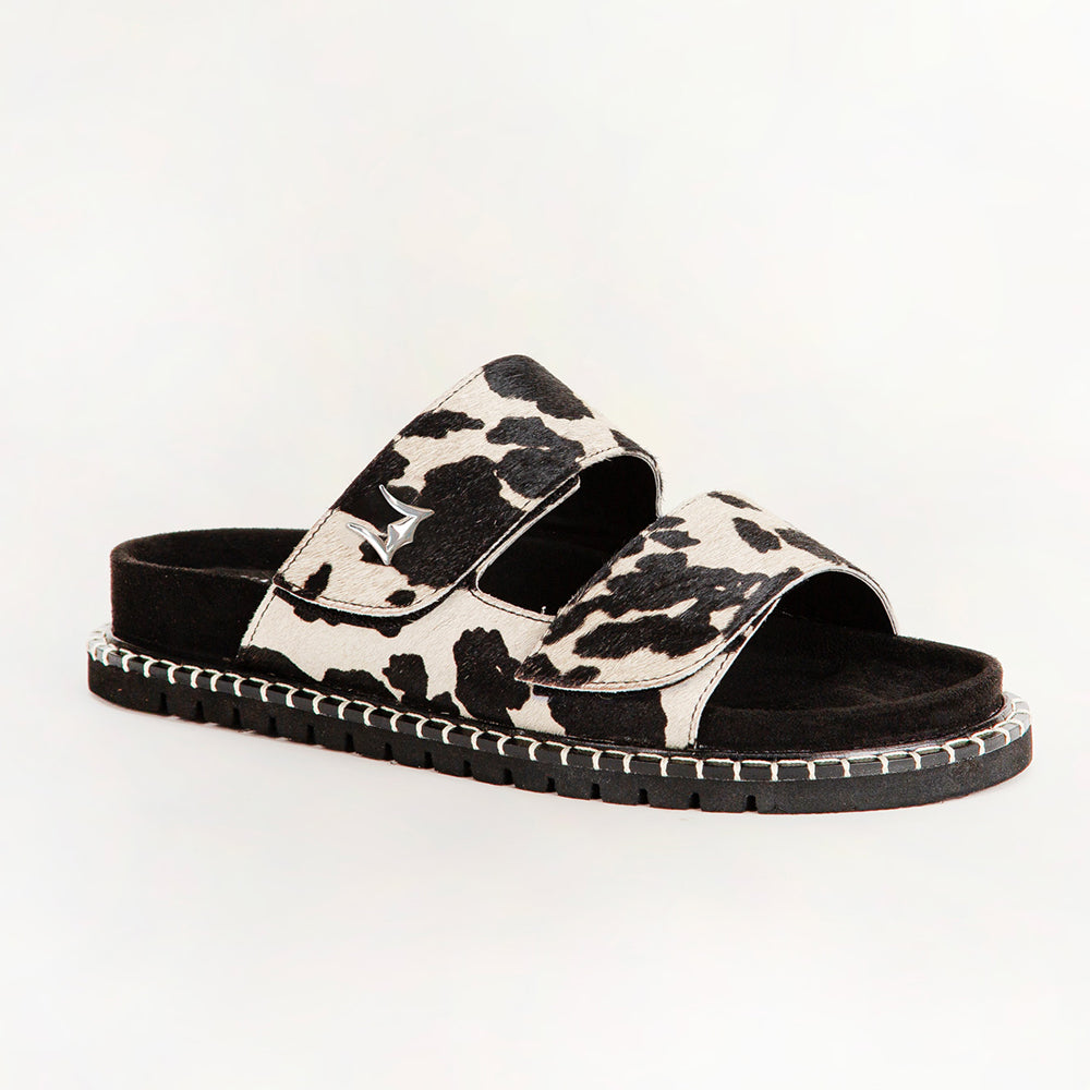 Loyal West Deen Canyon Sandals - Black And White Cowhide