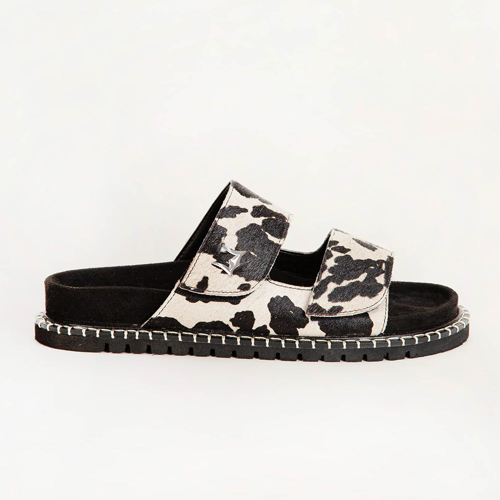Loyal West Deen Canyon Sandals - Black And White Cowhide