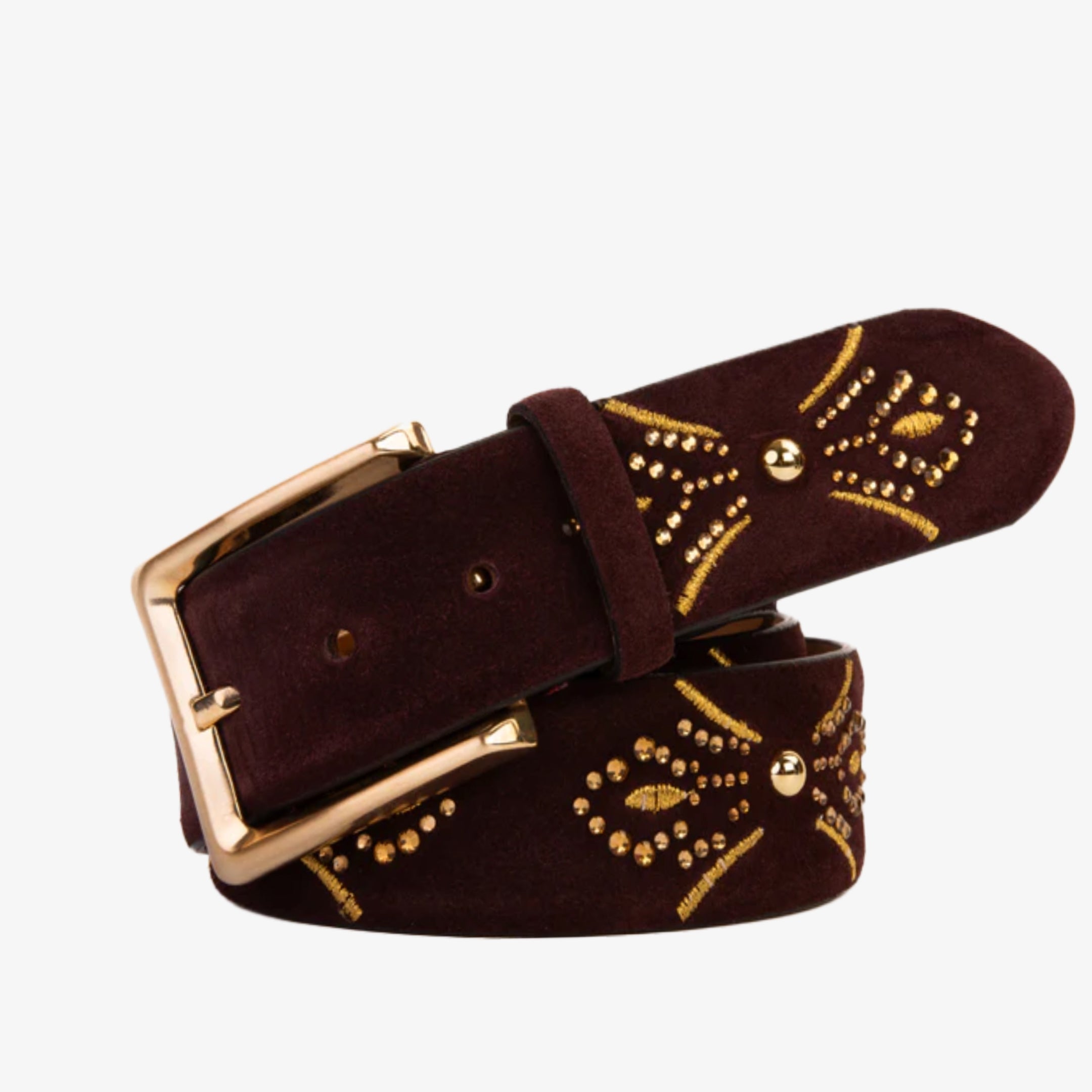 The Lazio Burgundy Suede Leather Belt