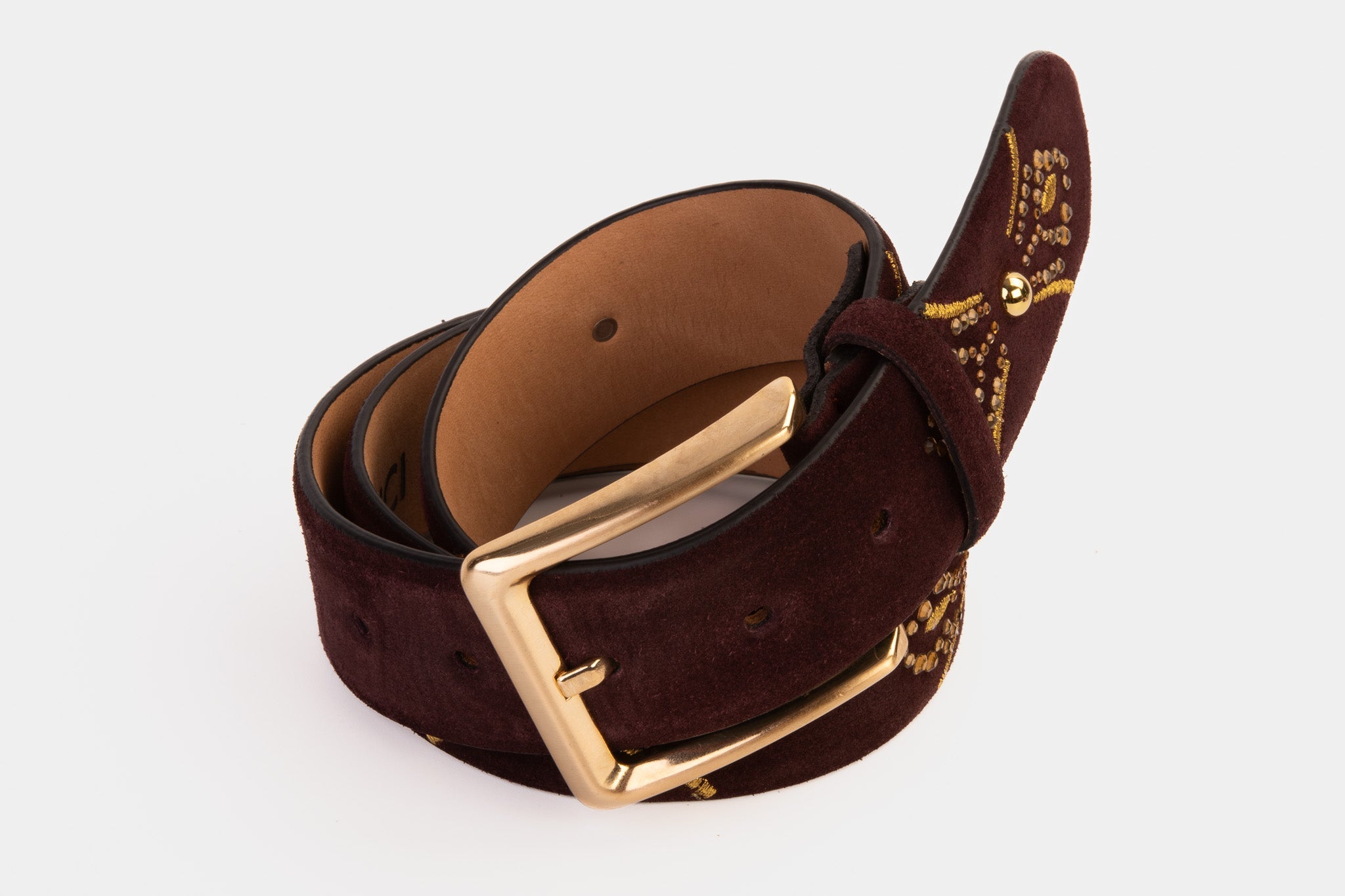 The Lazio Burgundy Suede Leather Belt