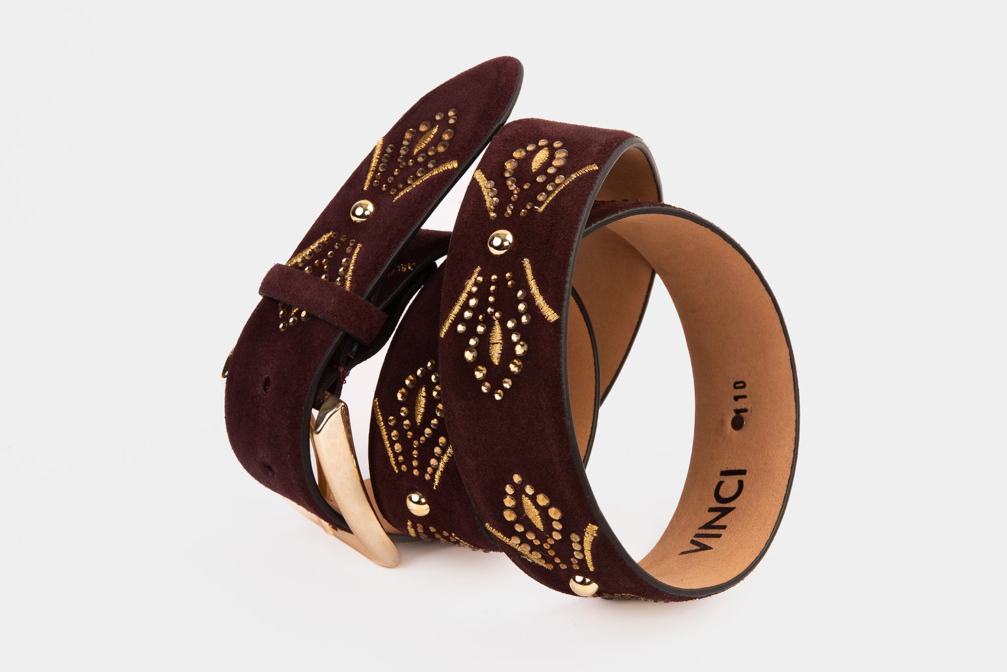 The Lazio Burgundy Suede Leather Belt